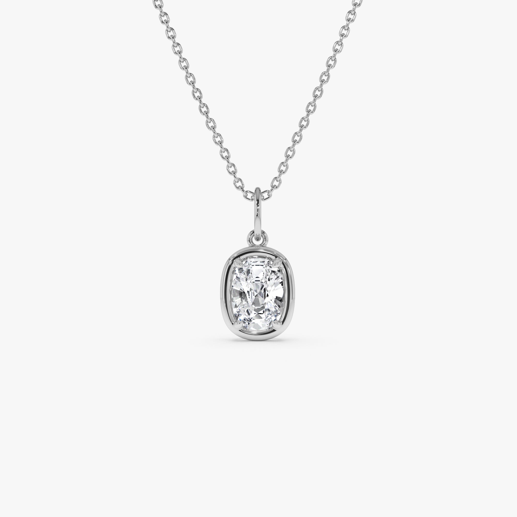 OBFJ0264 - 1 CTW 14k  Cushion Cut Lab Grown Diamond Pendant Necklace - Karri 2