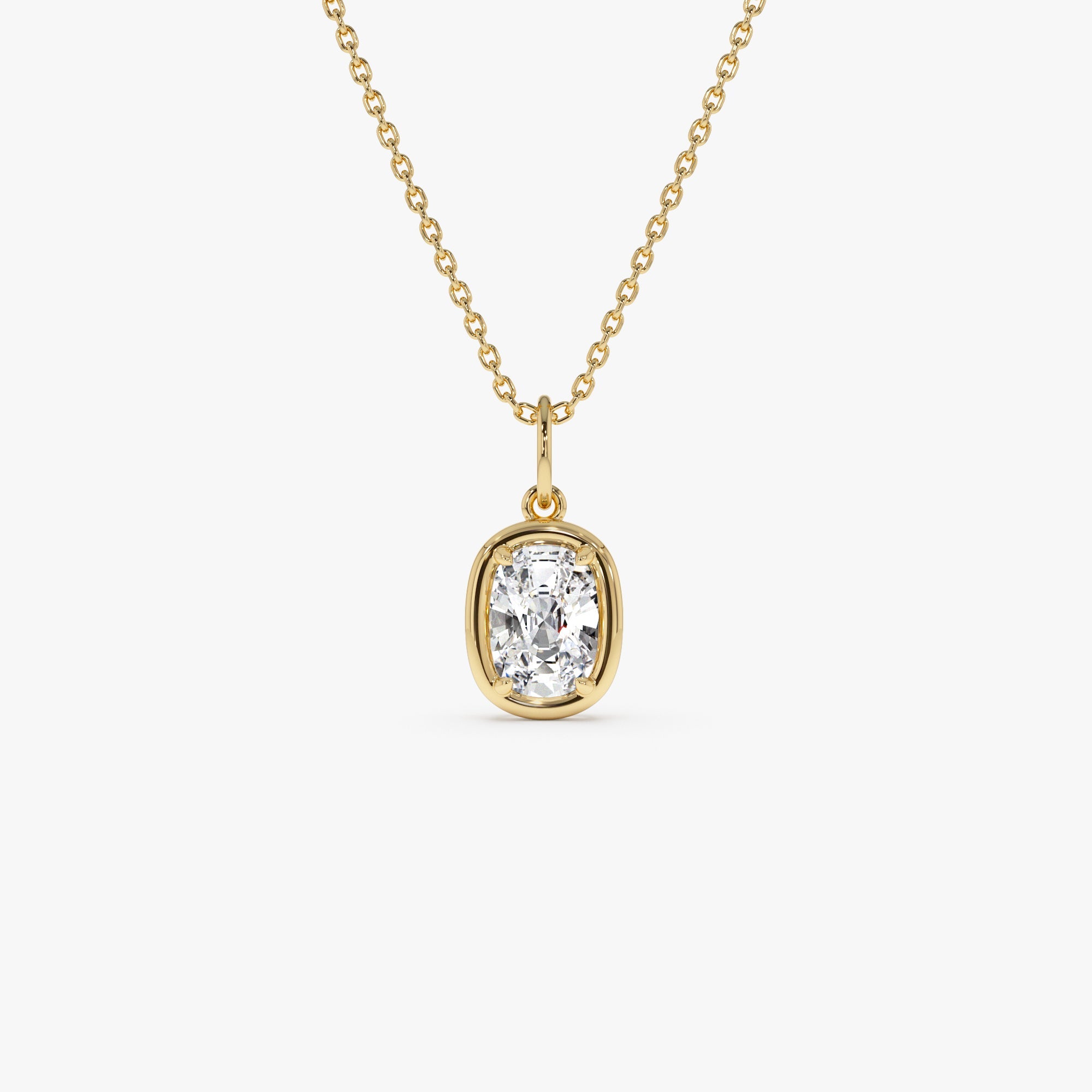 OBFJ0264 - 1 CTW 14k  Cushion Cut Lab Grown Diamond Pendant Necklace - Karri 1