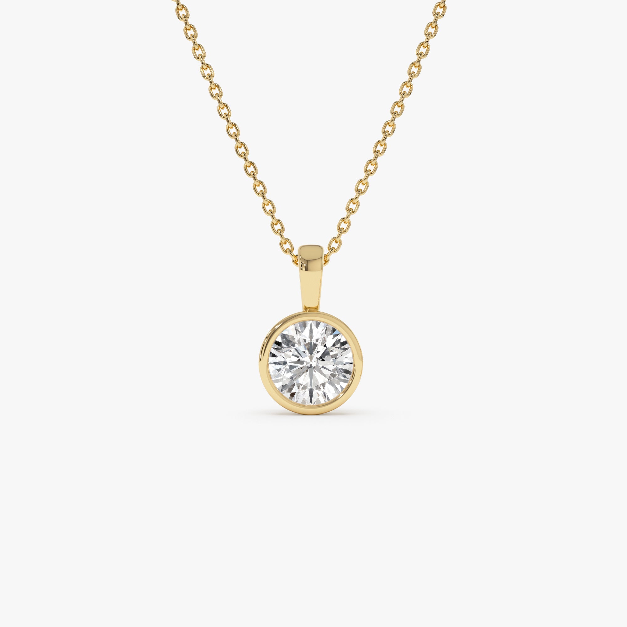 OBFJ0263 - 1 CTW 14K Lab Grown Bezel Set Round Diamond Charm - Yana 1