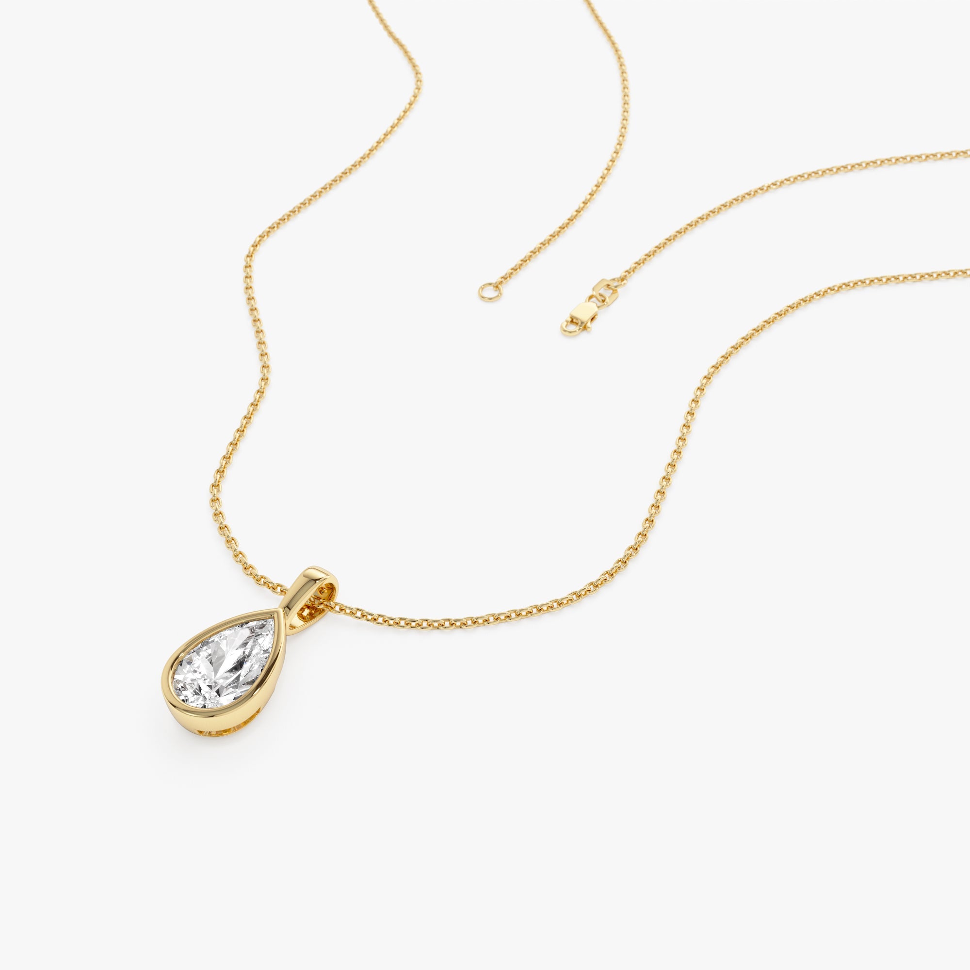 OBFJ0262 - 1 CTW 14K Lab Grown Bezel Set Pear Shape Diamond Charm - Yana 3