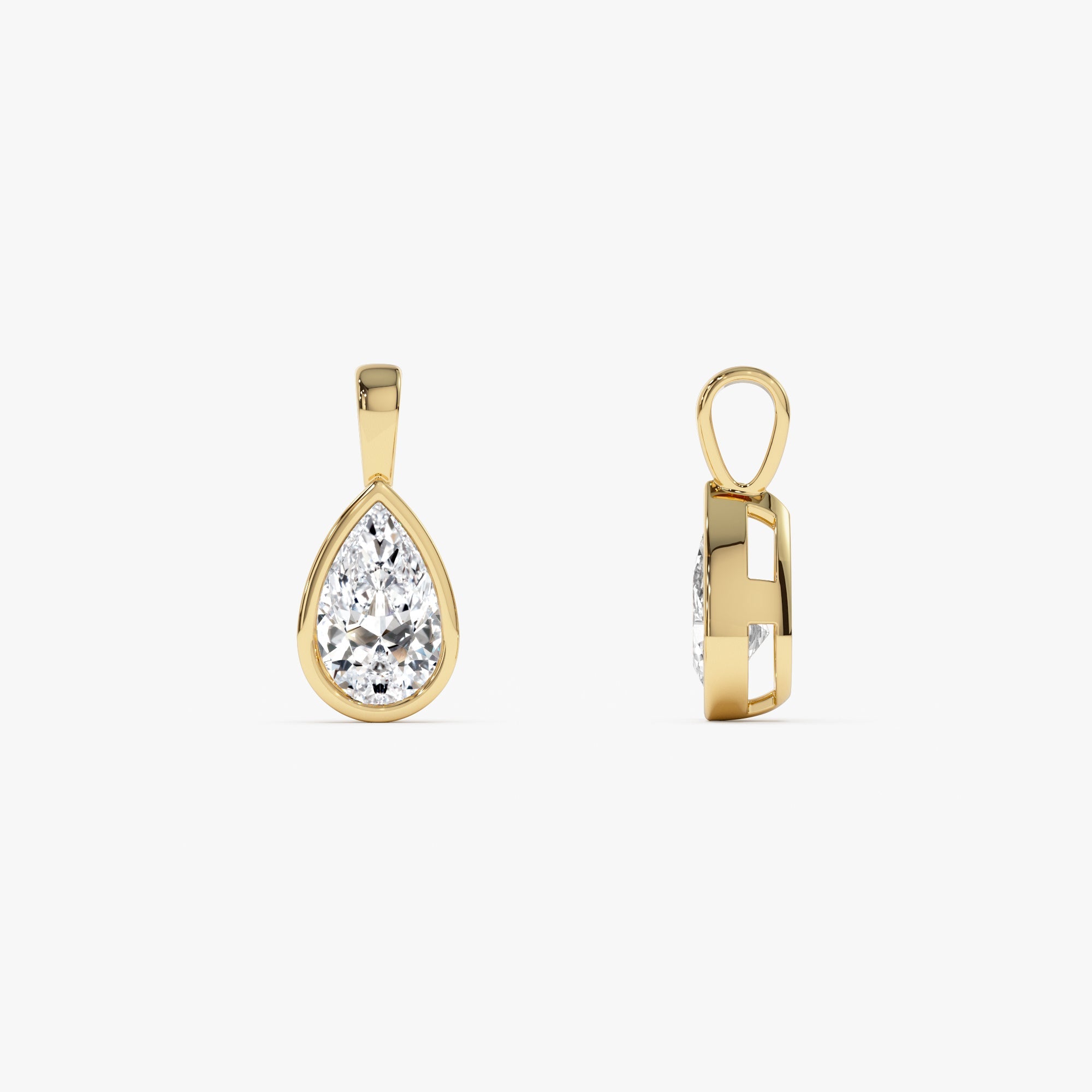 OBFJ0262 - 1 CTW 14K Lab Grown Bezel Set Pear Shape Diamond Charm - Yana 4