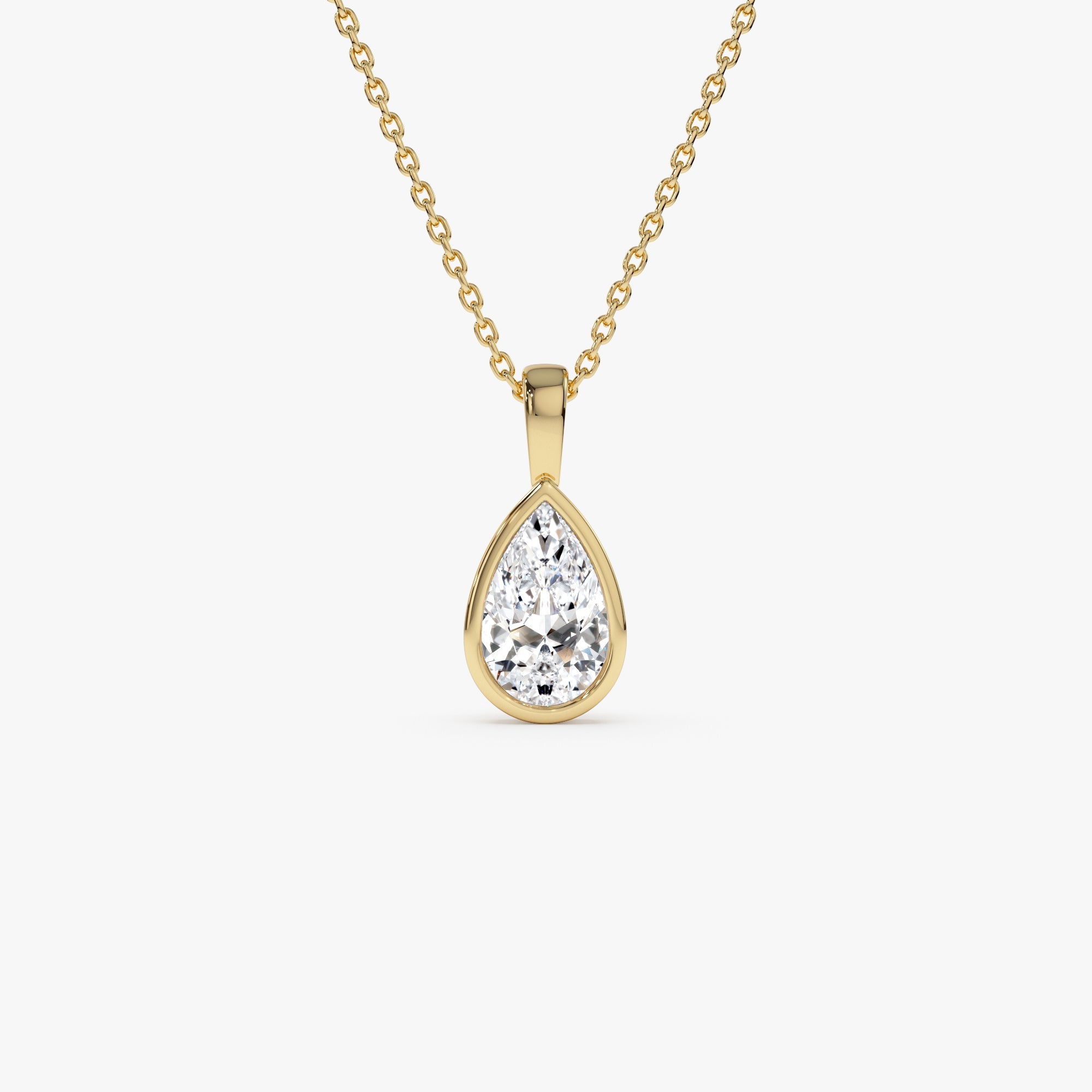 OBFJ0262 - 1 CTW 14K Lab Grown Bezel Set Pear Shape Diamond Charm - Yana 1