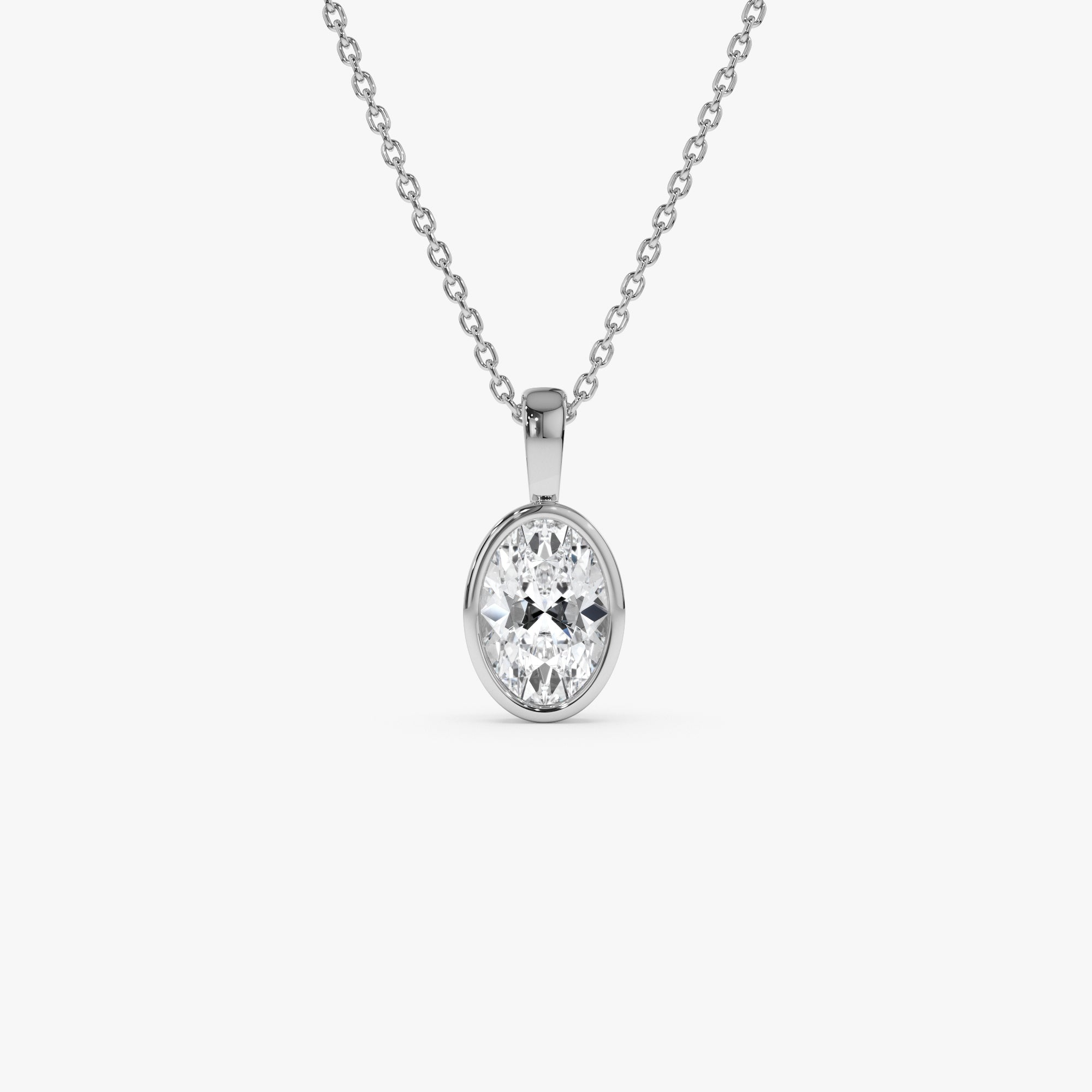 OBFJ0261 - 1 CTW 14K Lab Grown Bezel Set Oval Shape Diamond Charm - Yana 2