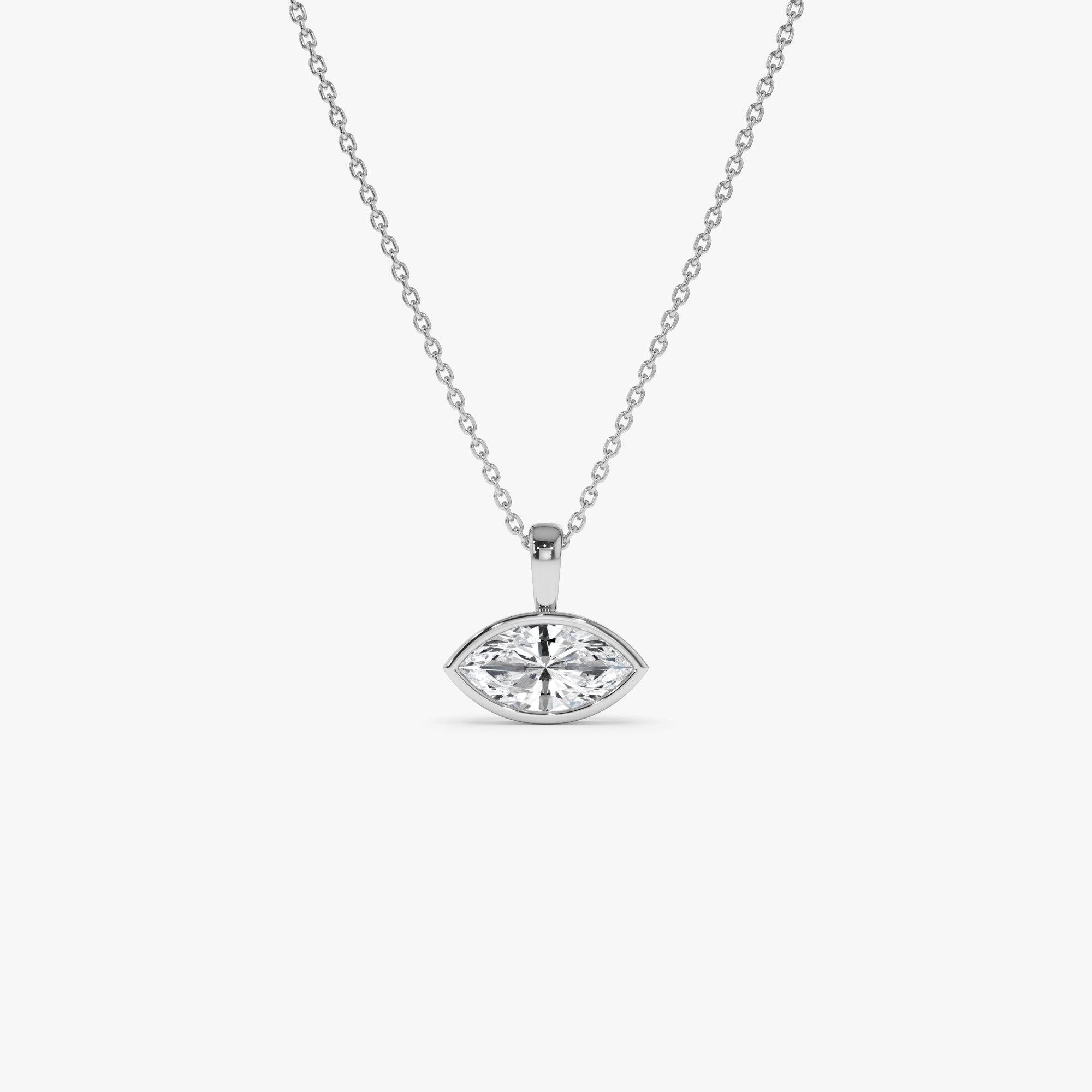 OBFJ0258 - 1 CTW 14K West to East Marquise Shape Lab Grown Diamond Charm - Yana 2