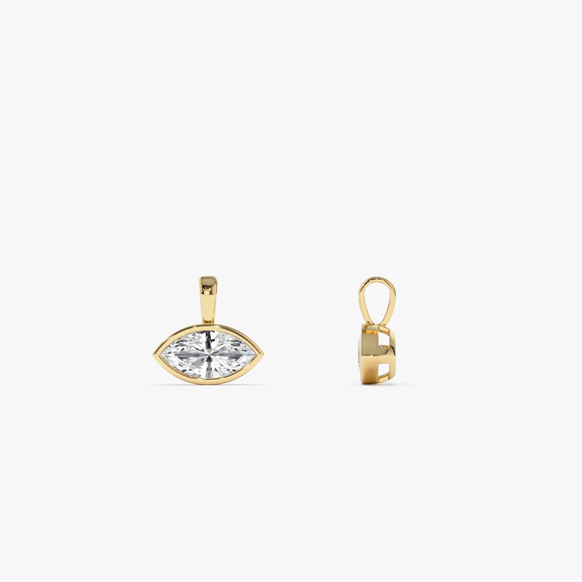 OBFJ0258 - 1 CTW 14K West to East Marquise Shape Lab Grown Diamond Charm - Yana 4
