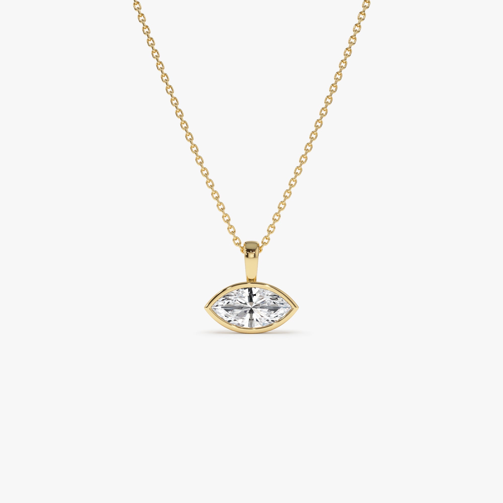 OBFJ0258 - 1 CTW 14K West to East Marquise Shape Lab Grown Diamond Charm - Yana 1