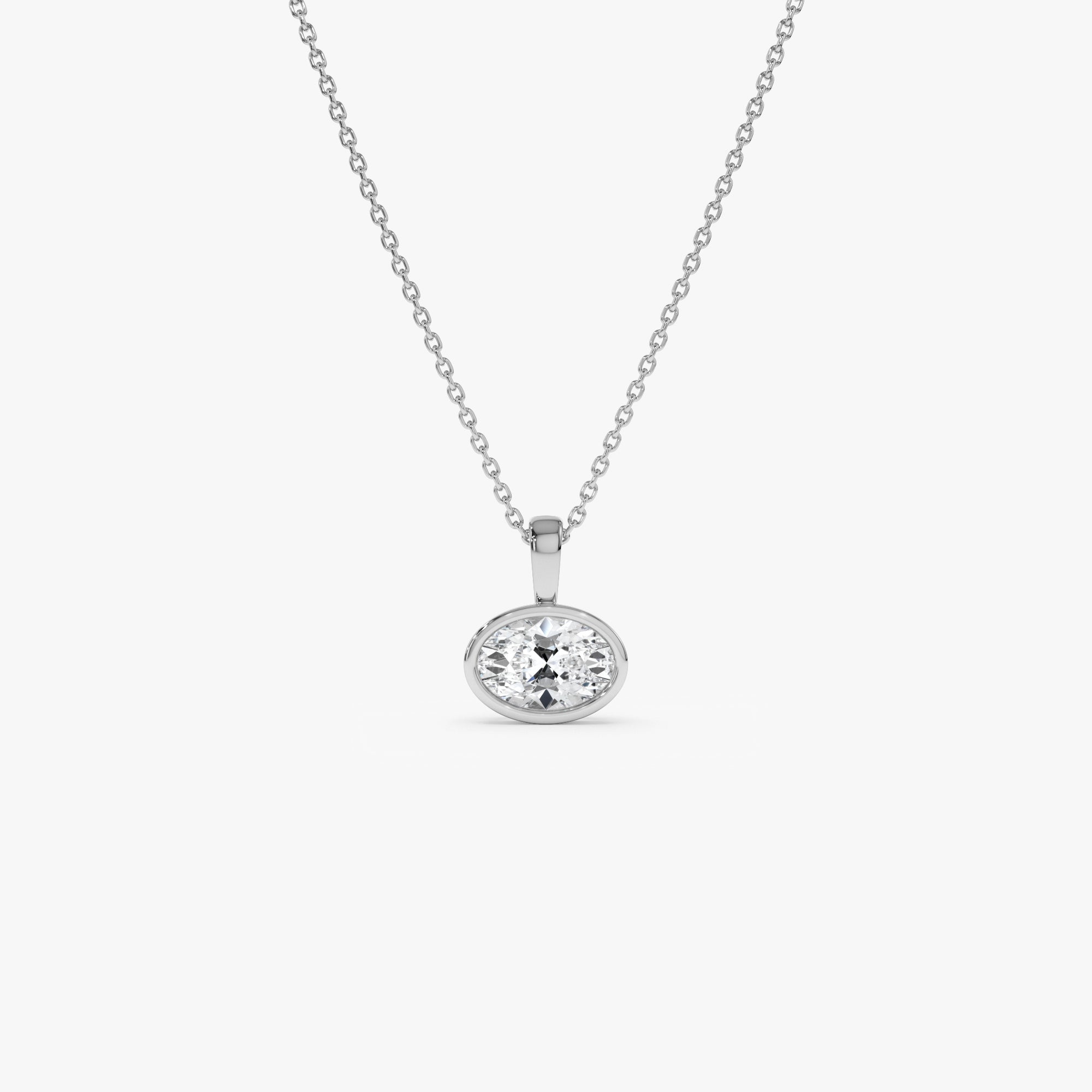 OBFJ0257 - 1 CTW 14K West to East Oval Shape Lab Grown Diamond Charm - Yana 2