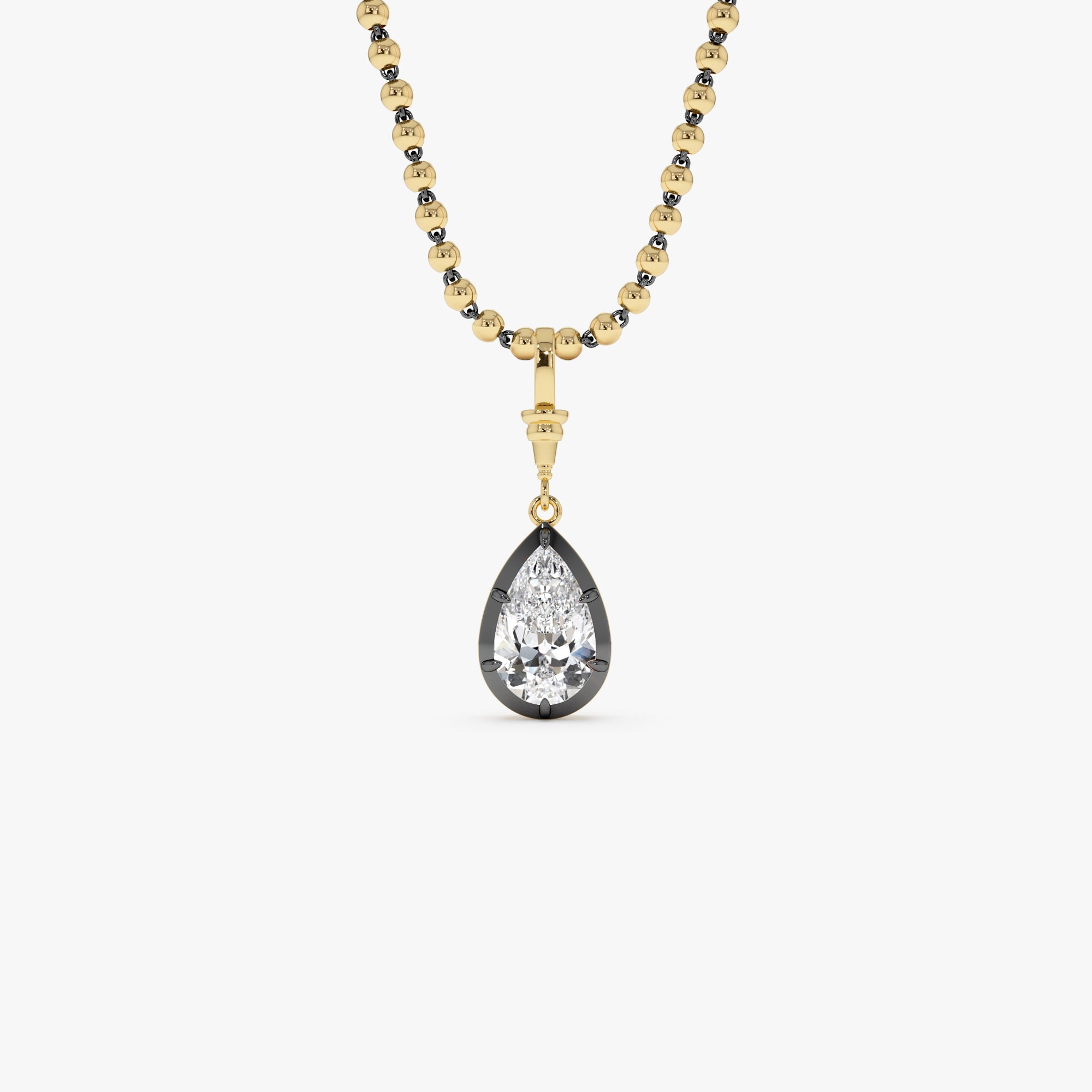 OBFJ0274 - 2 CTW 14K Vintage Inspired Pear Shape Lab Grown Diamond Charm - Mabel 1