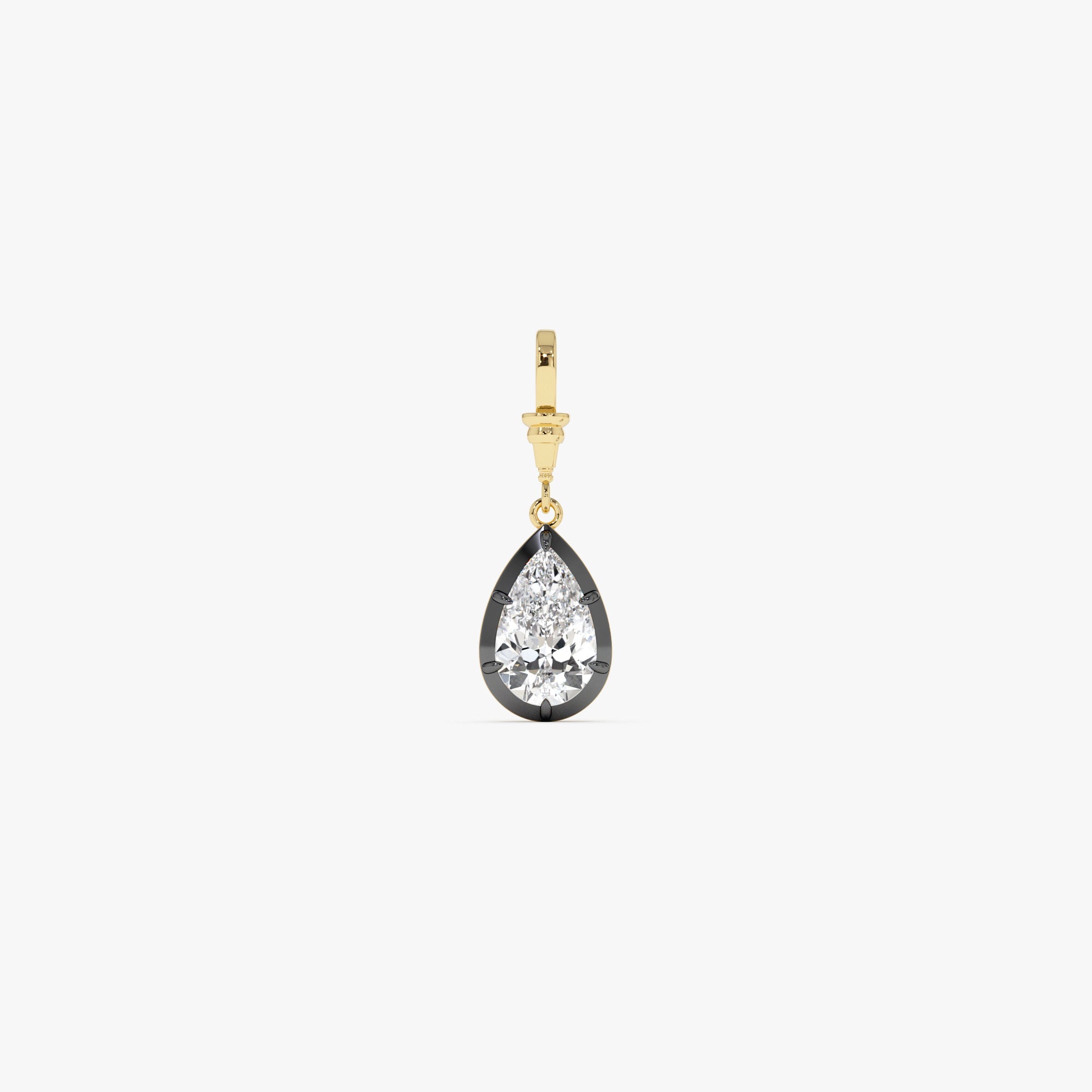OBFJ0274 - 2 CTW 14K Vintage Inspired Pear Shape Lab Grown Diamond Charm - Mabel 3