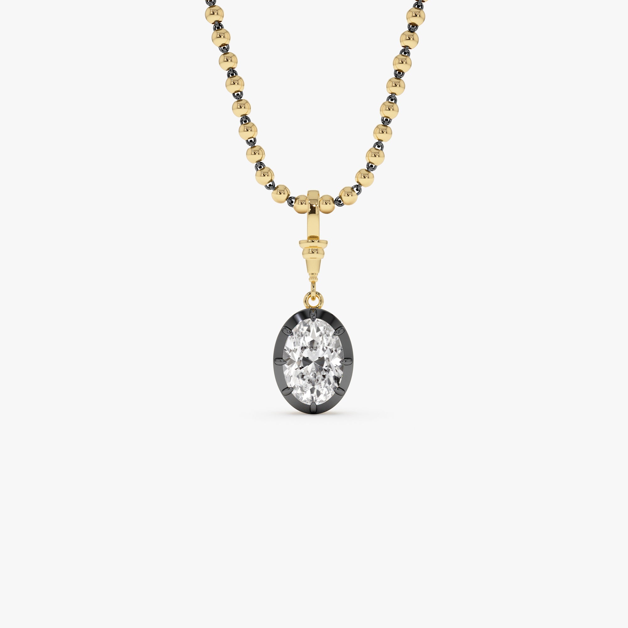OBFJ0273 - 2 CTW 14K Vintage Inspired Oval Shape Lab Grown Diamond Charm - Mabel 1