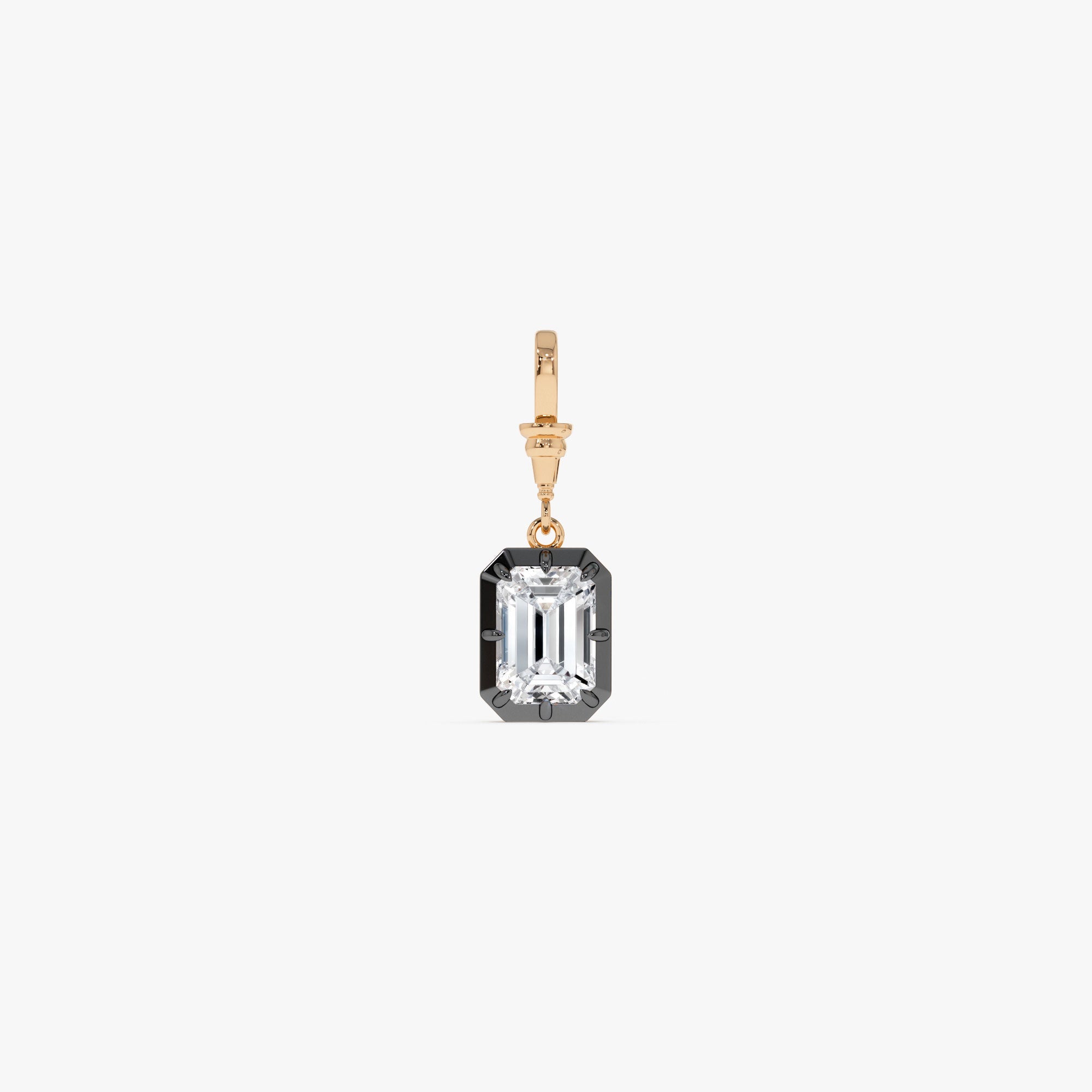 OBFJ0272 - 2 CTW 14K Vintage Inspired Emerald Cut Lab Grown Diamond Charm - Mabel 3