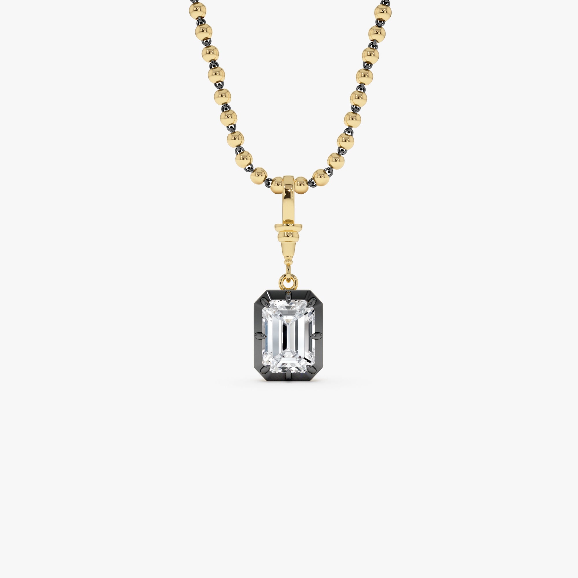 OBFJ0272 - 2 CTW 14K Vintage Inspired Emerald Cut Lab Grown Diamond Charm - Mabel 1