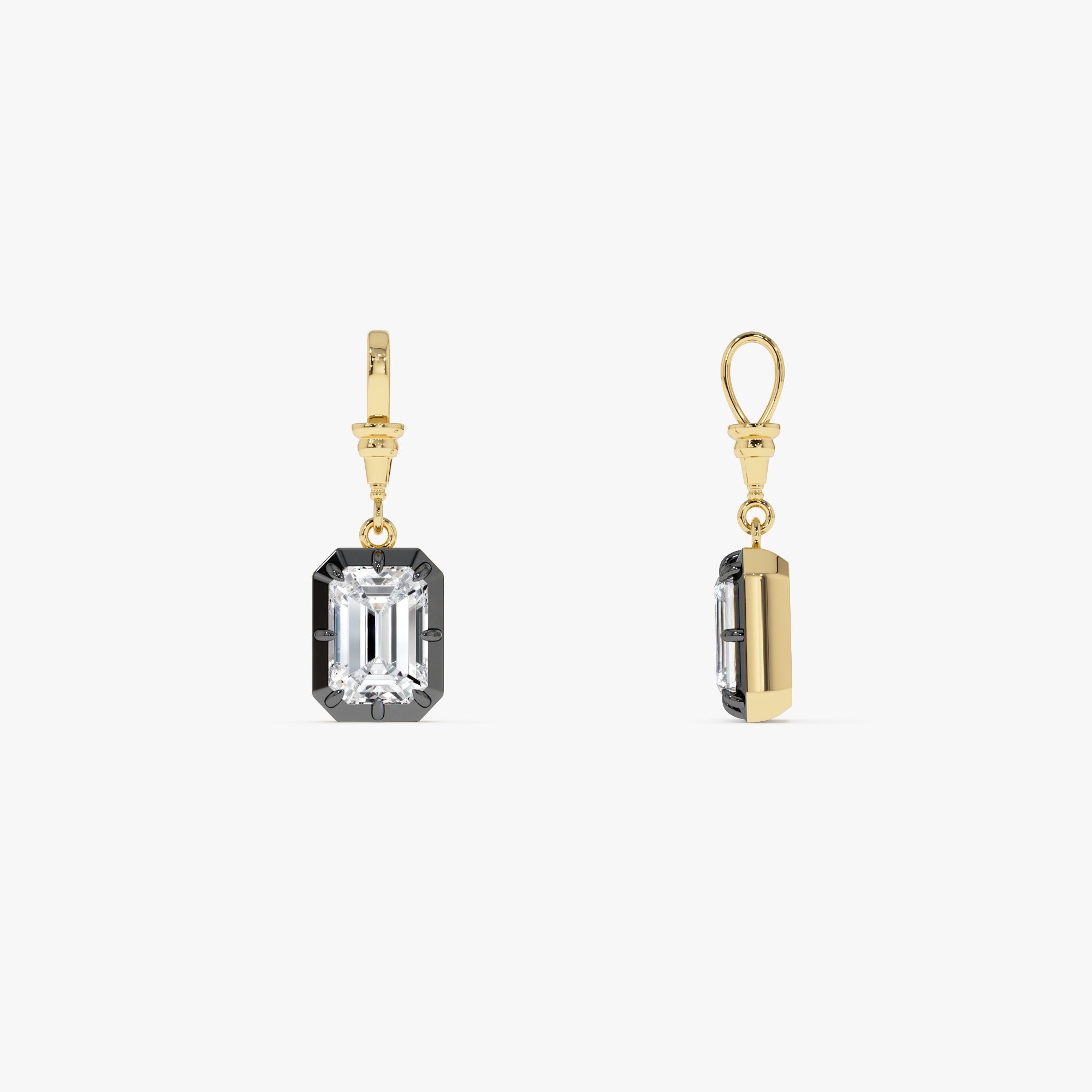 OBFJ0272 - 2 CTW 14K Vintage Inspired Emerald Cut Lab Grown Diamond Charm - Mabel 5