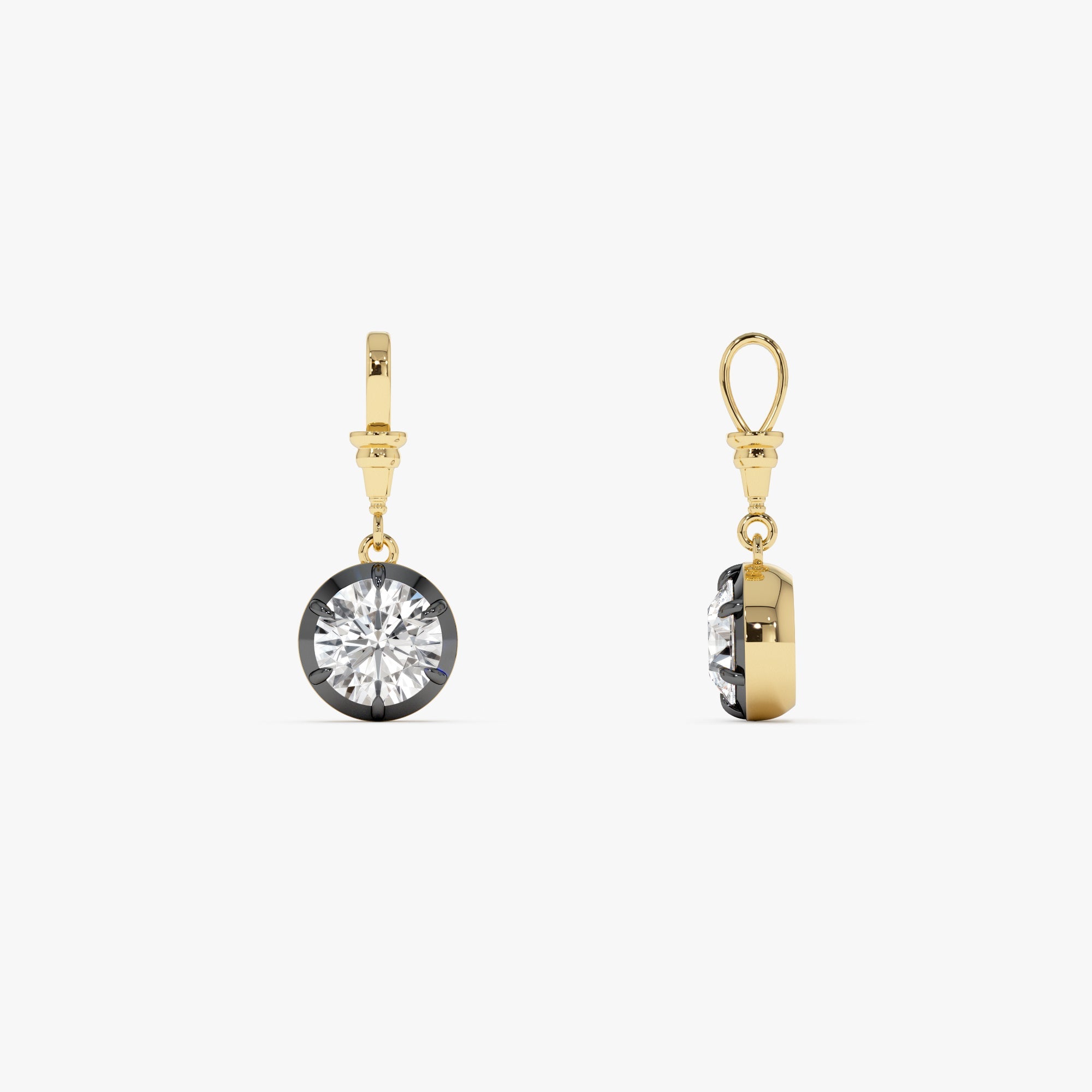 OBFJ0271 - 1.50 CTW 14K Vintage Inspired Round Shape Lab Grown Diamond Charm - Mabel 5