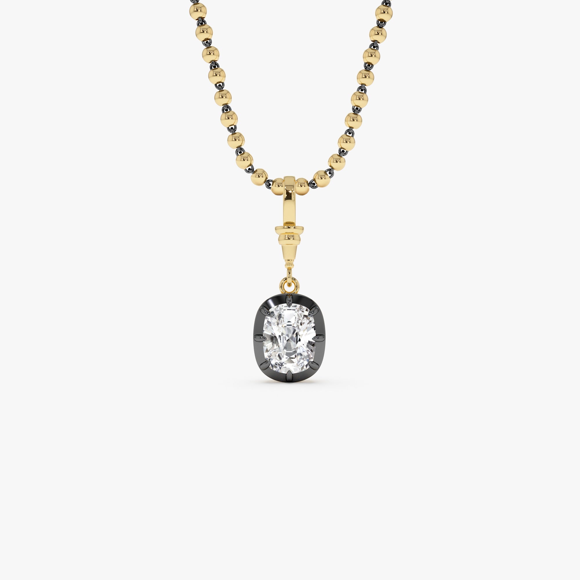 OBFJ0270 - 2 CTW 14K Vintage Inspired Elongated Cushion Cut Lab Grown Diamond Charm - Mabel 1