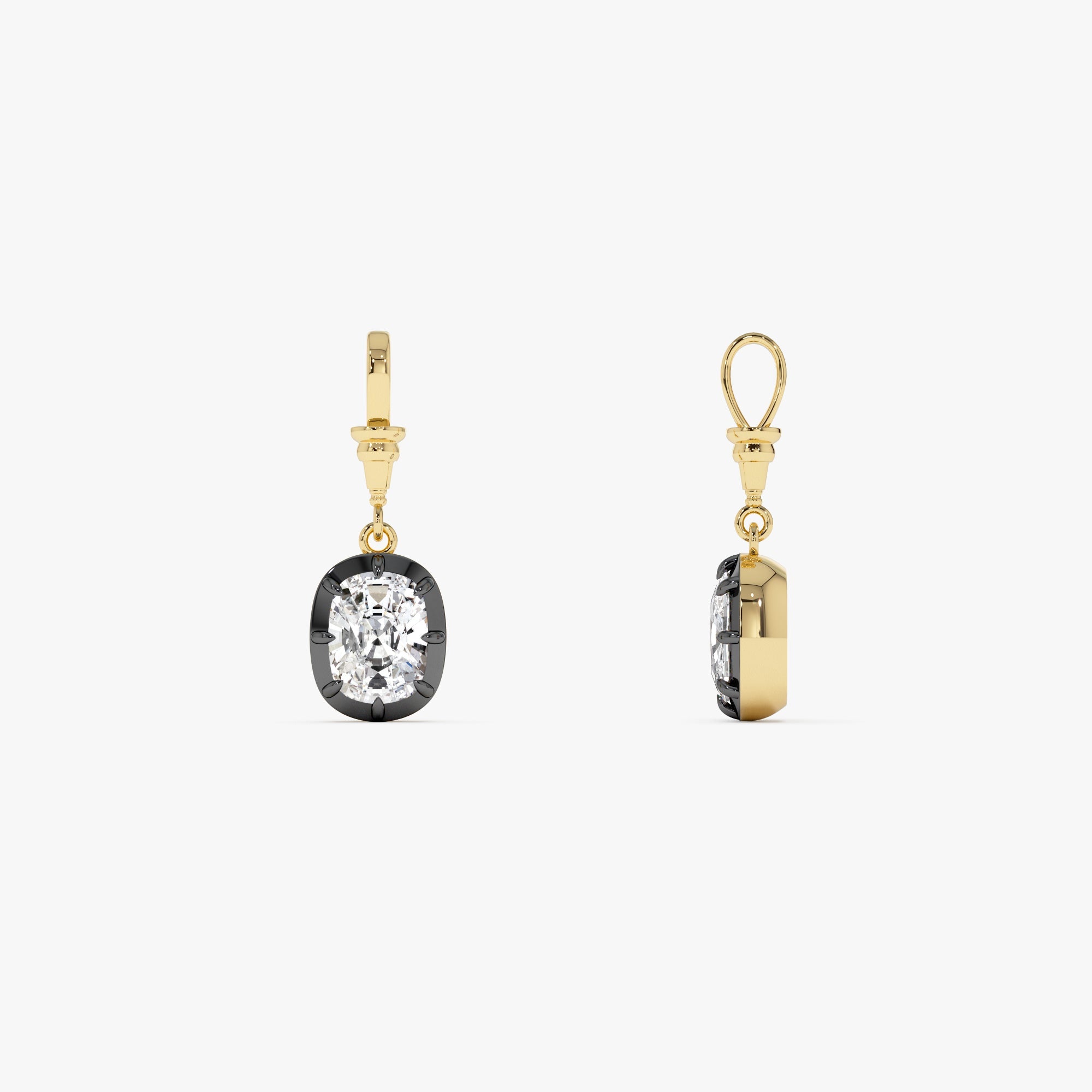 OBFJ0270 - 2 CTW 14K Vintage Inspired Elongated Cushion Cut Lab Grown Diamond Charm - Mabel 5