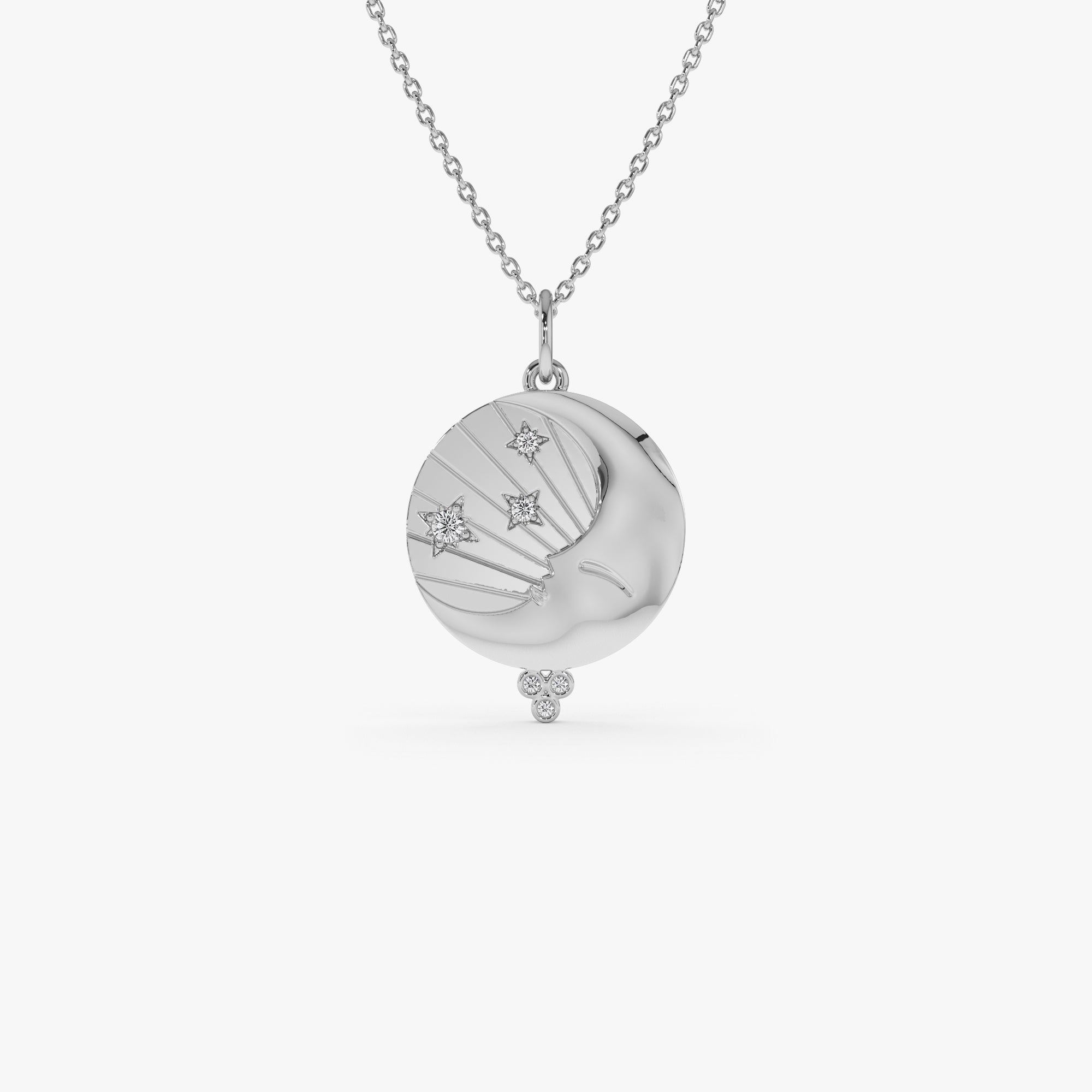 OBFJ0302 - 14k Celestial Moon Face Charm Natural Diamonds 2