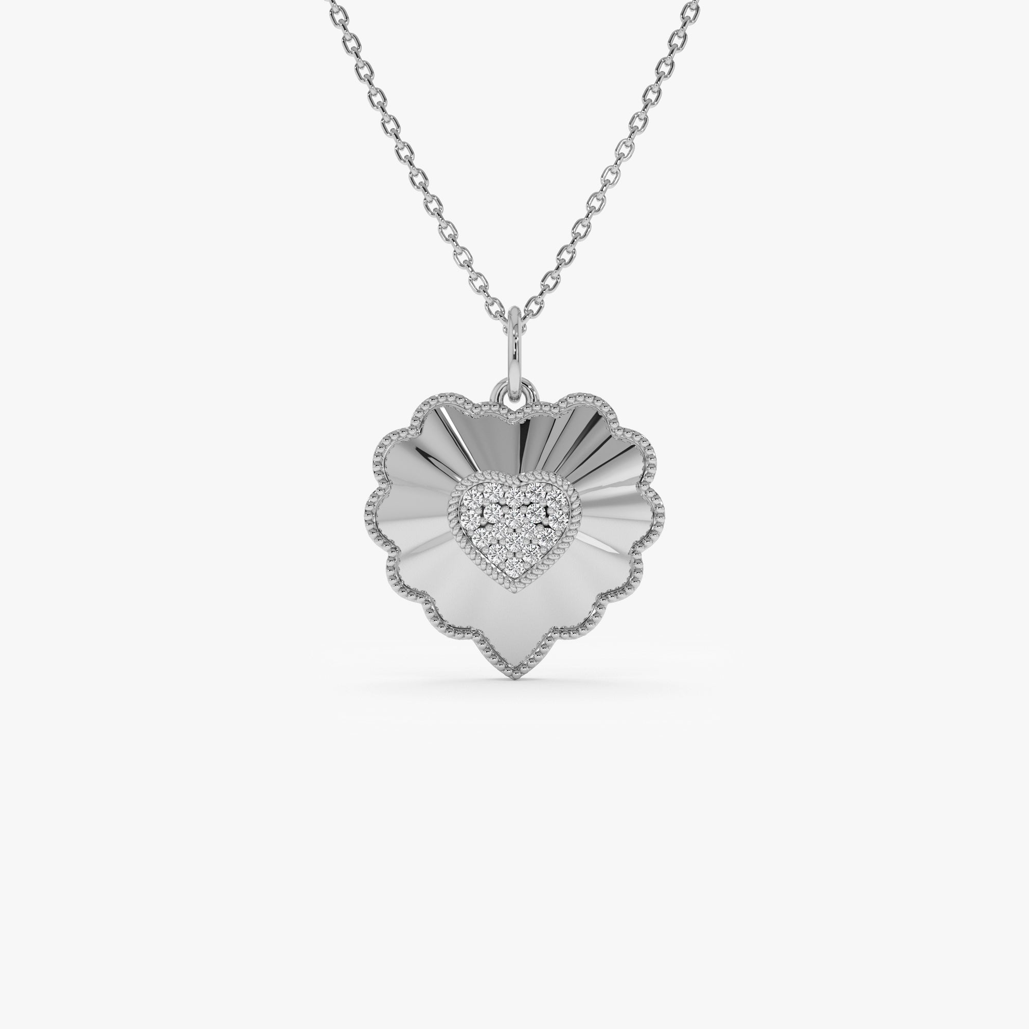 OBFJ0301 - 14k Diamond Heart Medallion Charm 2