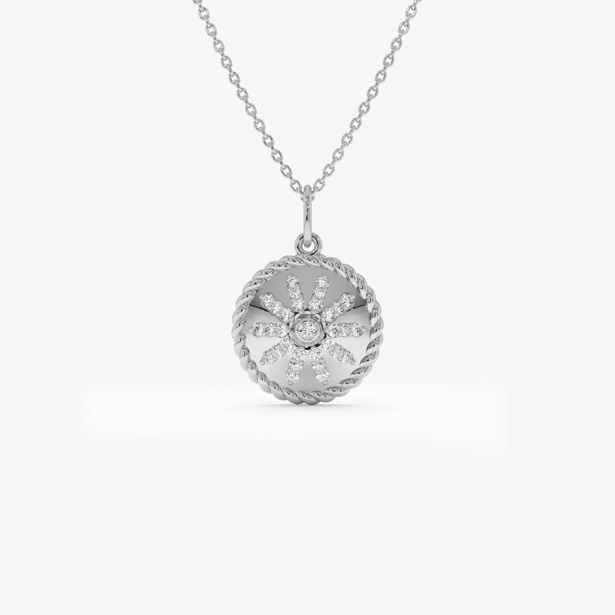 OBFJ0306 - 14k Diamond Sunburst Medallion Charm 2