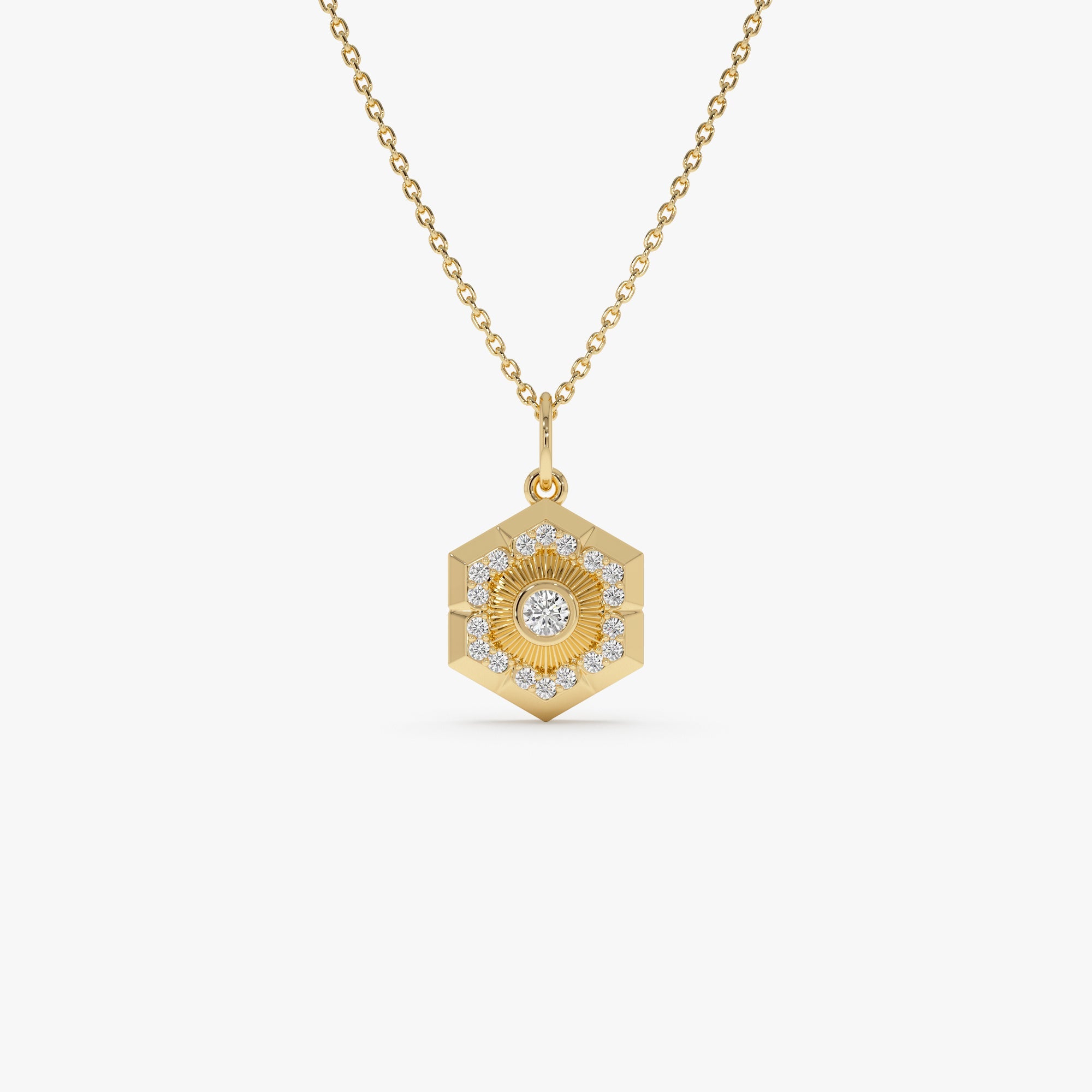 OBFJ0303 - 14k Diamond Hexagon Charm 1