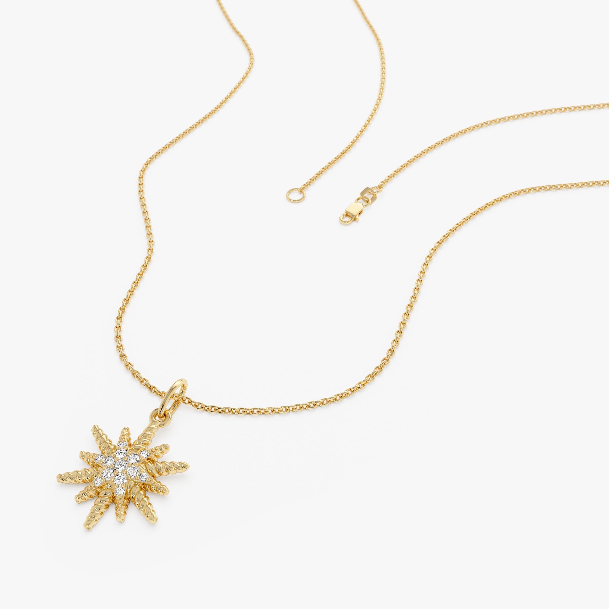 OBFJ0309 - 14k Twisted Gold Diamond Starburst Charm 3