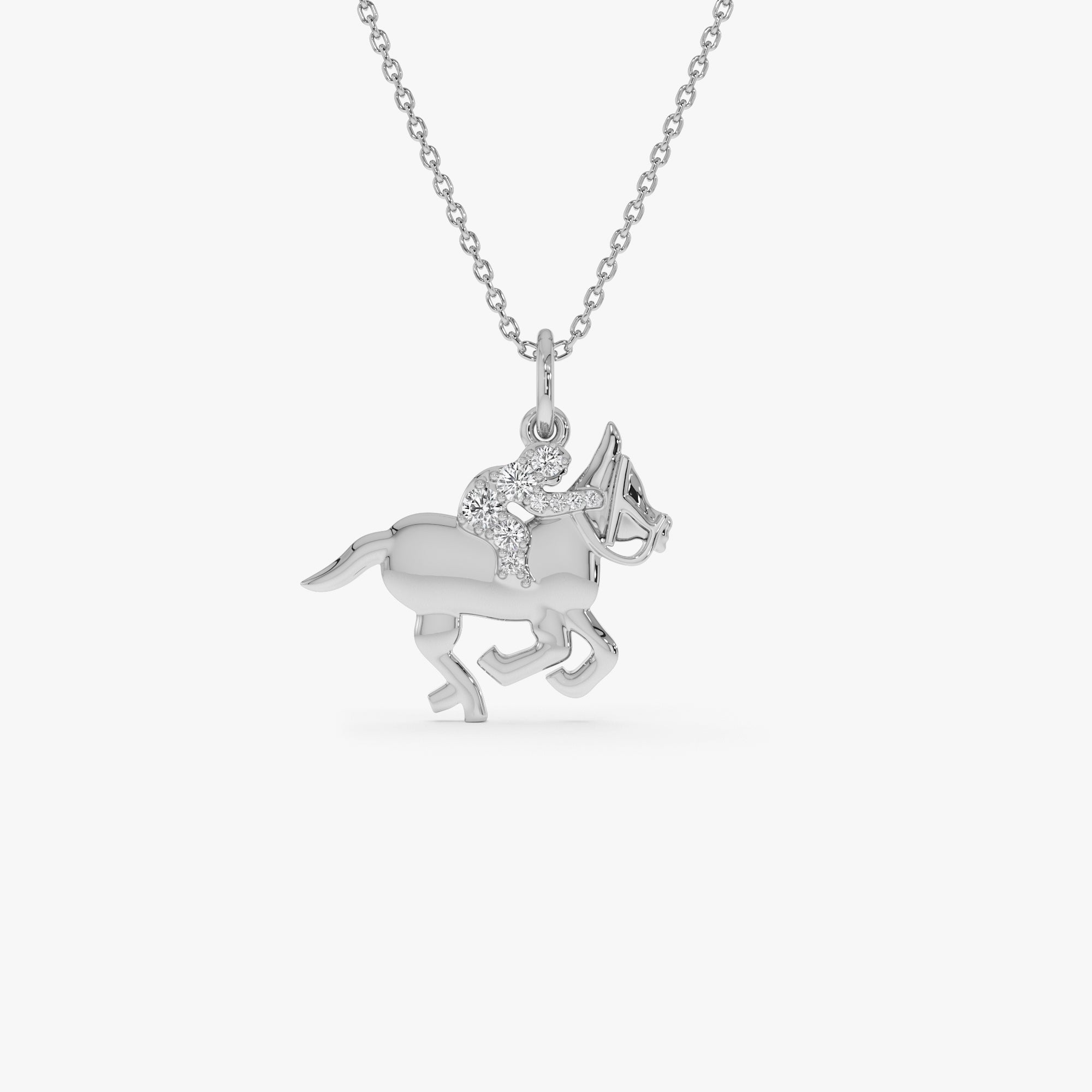 OBFJ0321 - 14k Diamond Horse Charm Necklace 2