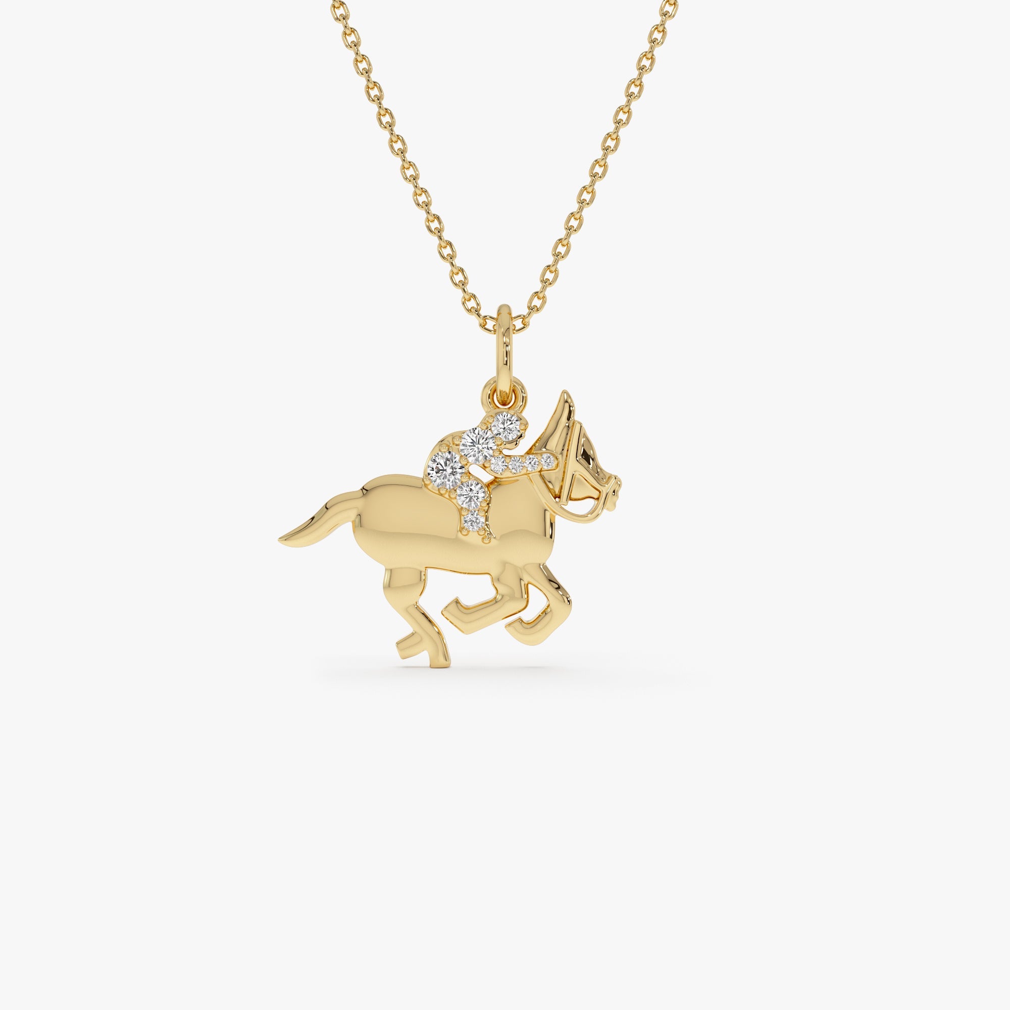 OBFJ0321 - 14k Diamond Horse Charm Necklace 1