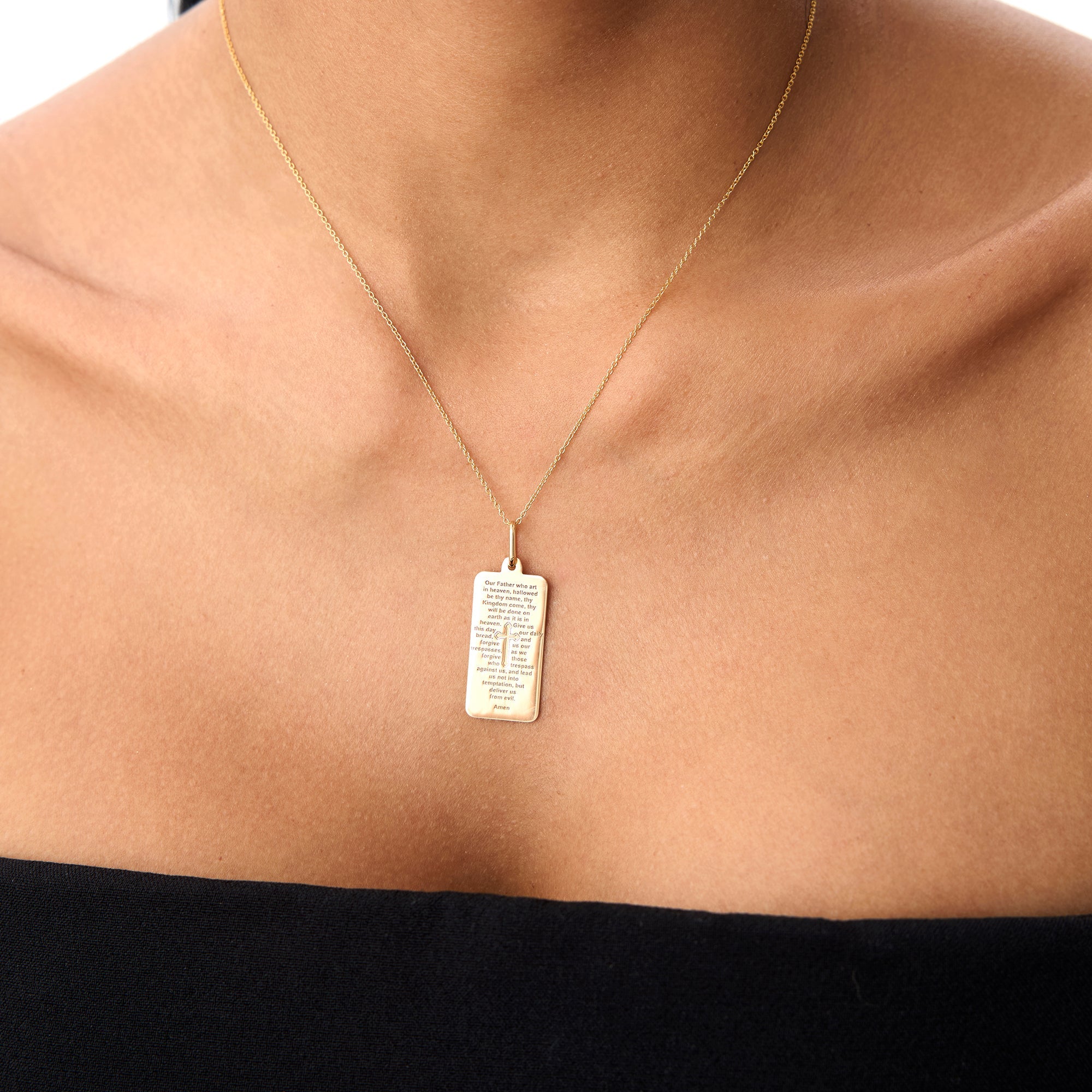 OBFJ0740 - 14K Lord’s Prayer Tag Pendant 3