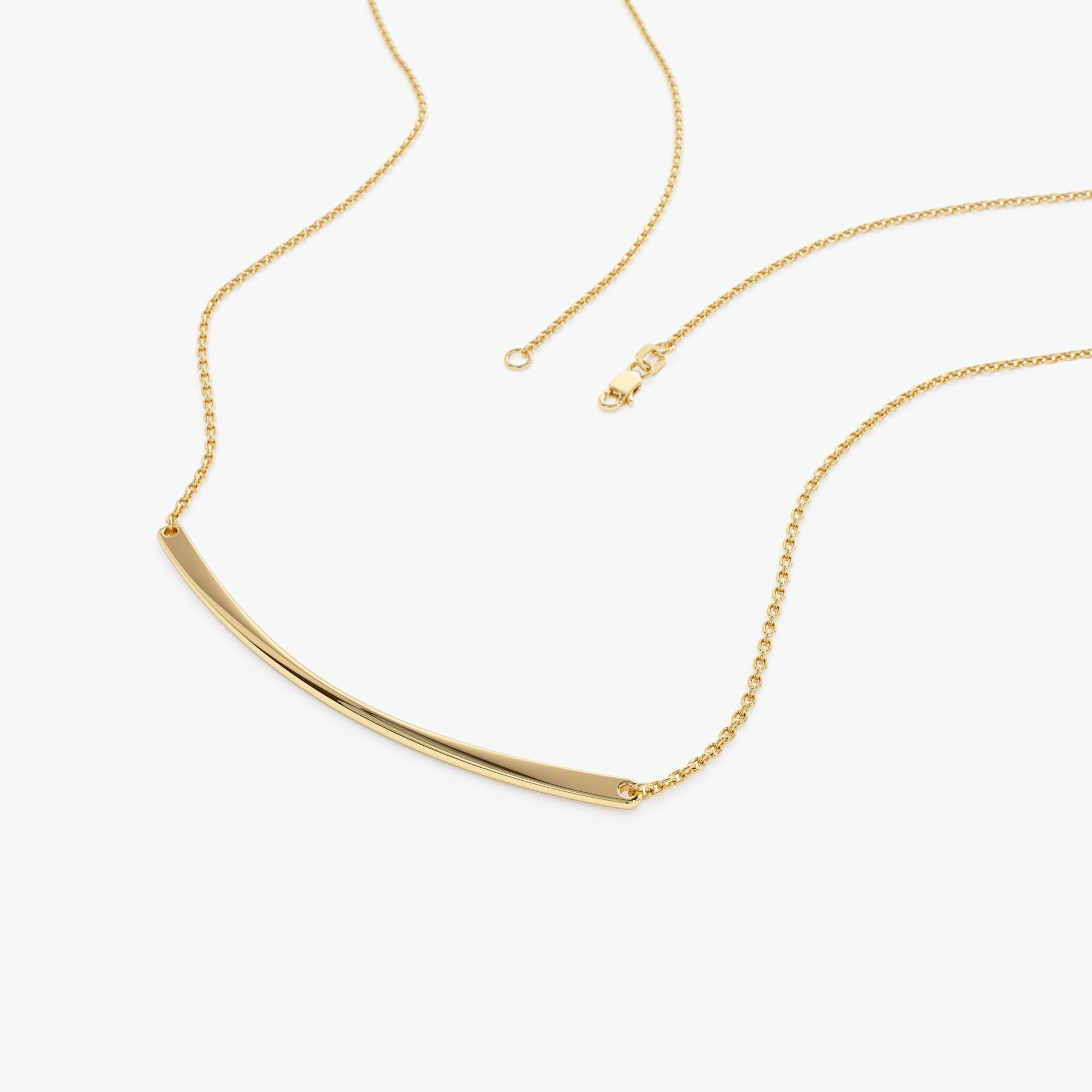 OBFJ0858 - 14k Gold Curved Bar Necklace 7