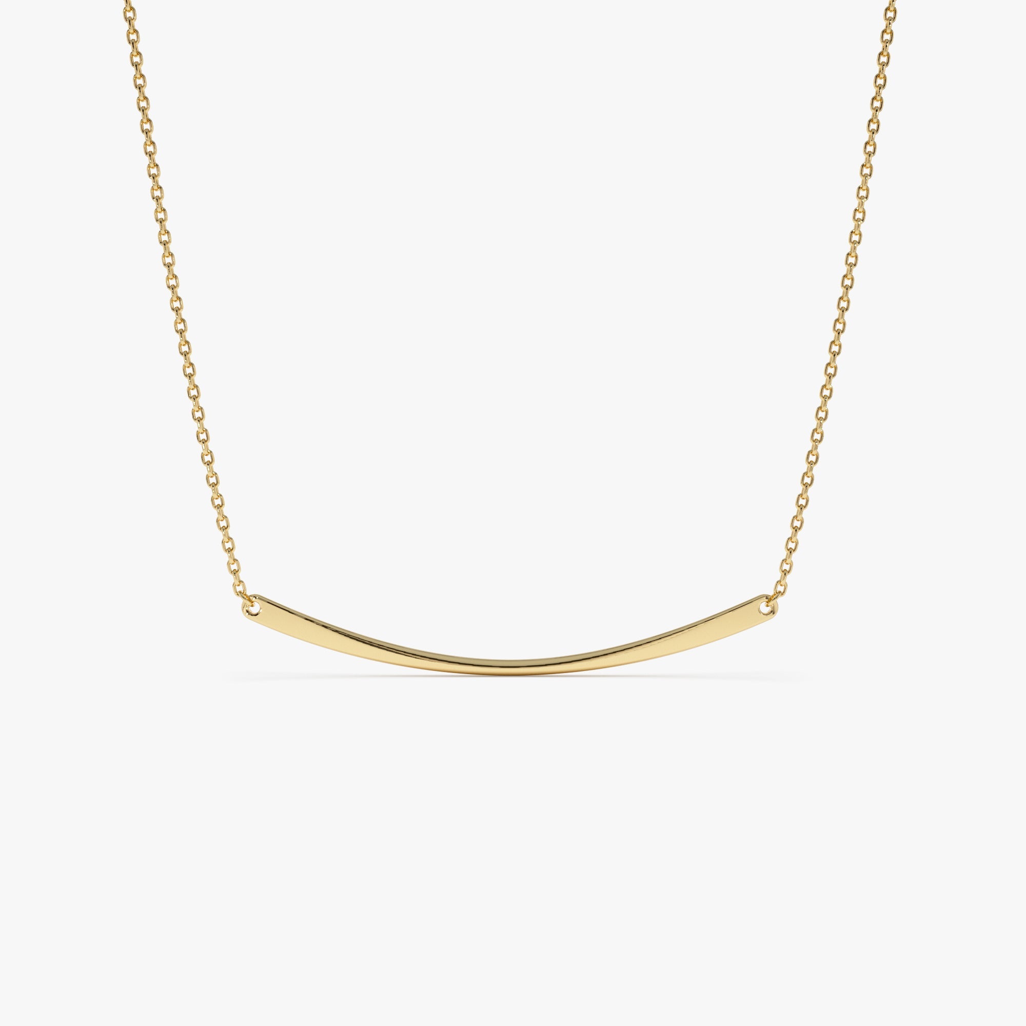 OBFJ0858 - 14k Gold Curved Bar Necklace 1