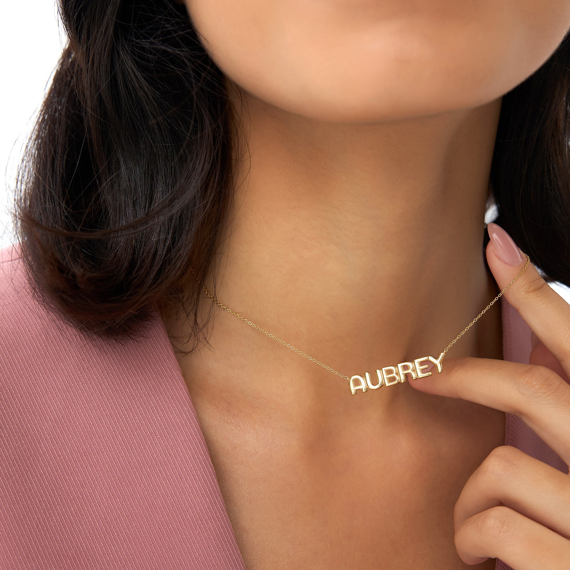 OBFJ0919 - 14K Bubble Name Necklace 2