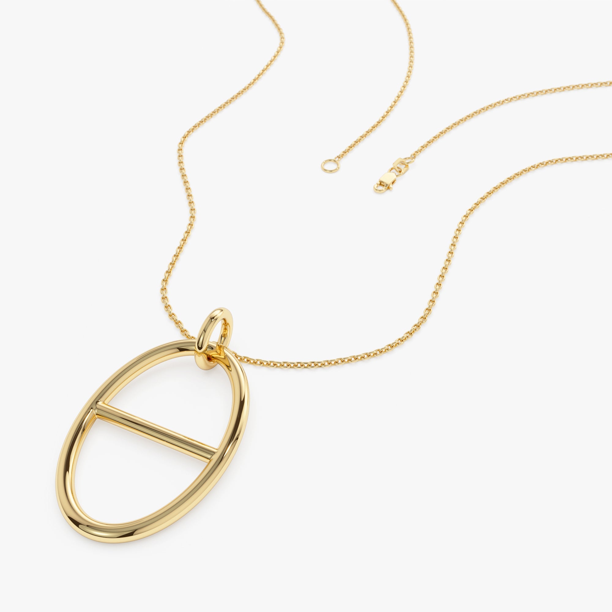 OBFJ0761 - 14k Minimalist Oval Pendant Necklace 7