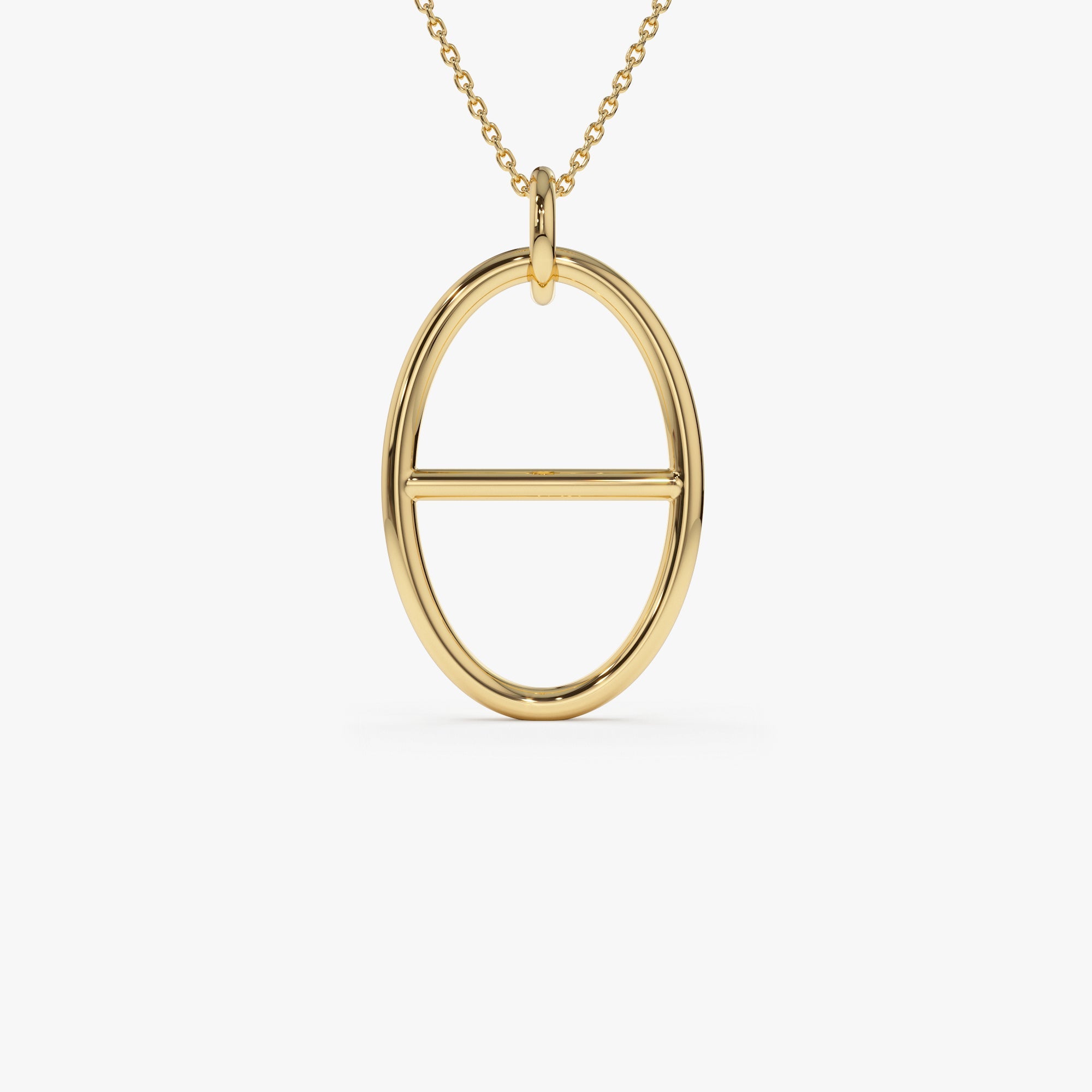 OBFJ0761 - 14k Minimalist Oval Pendant Necklace 1