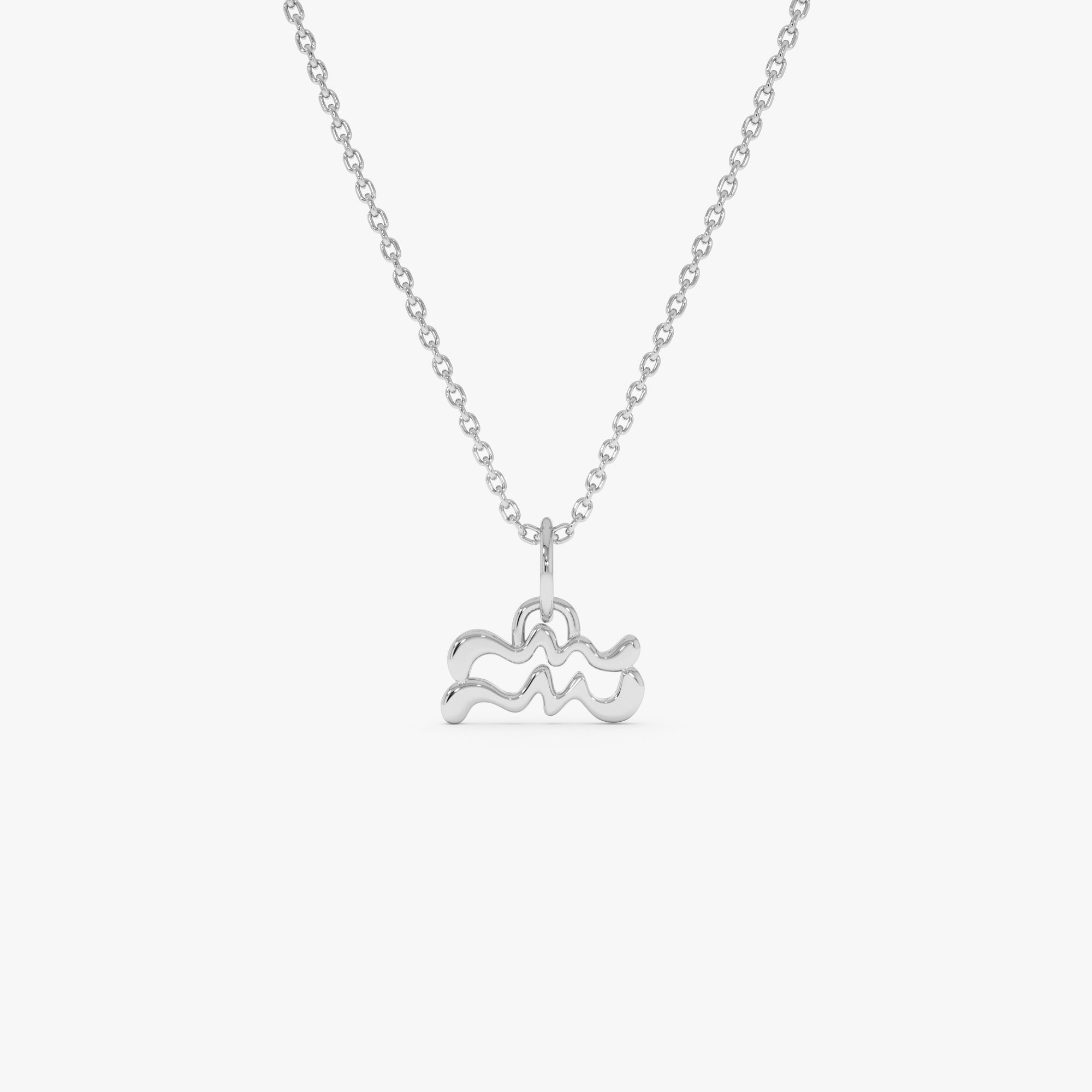 OBFJ0717 - 14K Aquarius Zodiac Charm Necklace 4
