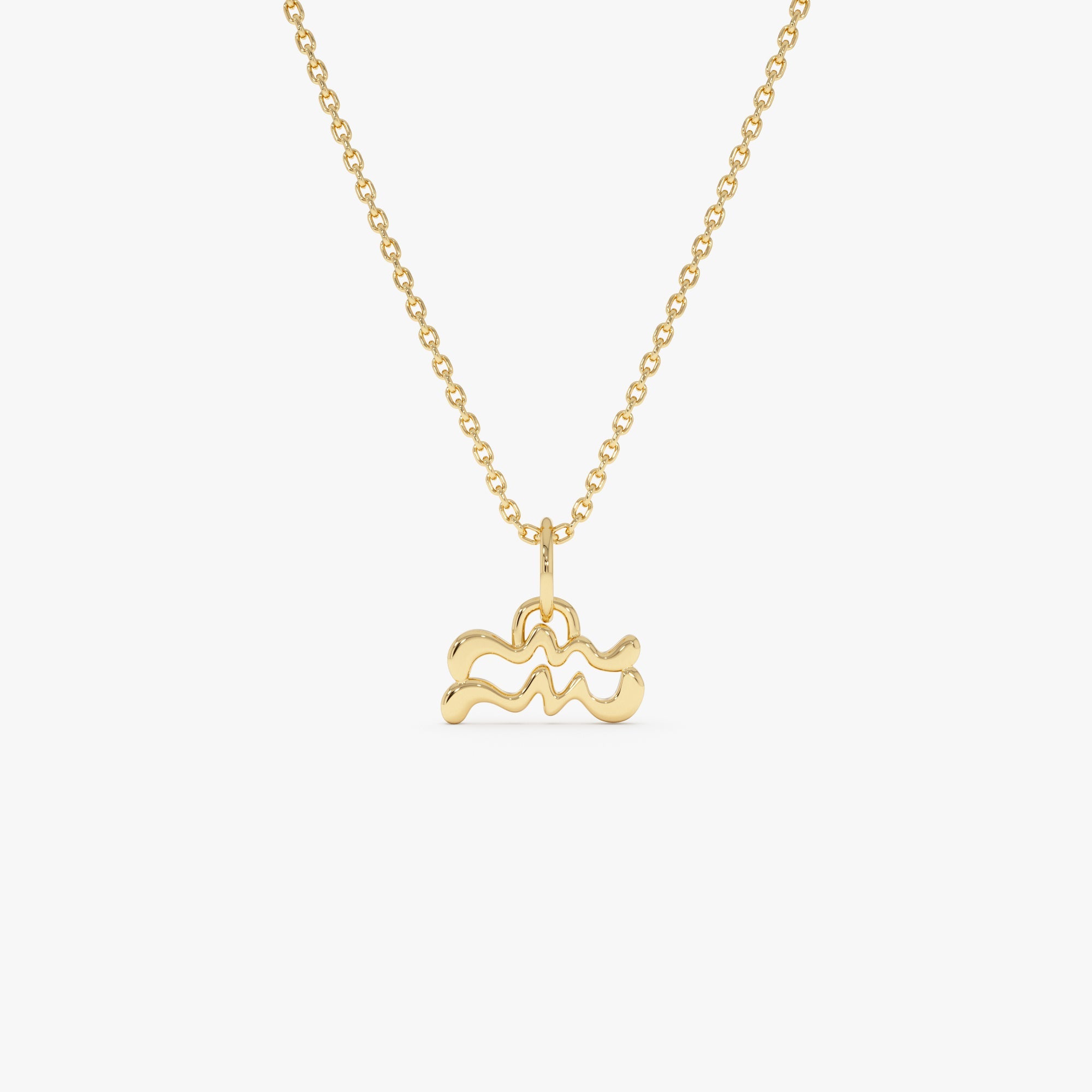 OBFJ0717 - 14K Aquarius Zodiac Charm Necklace 1