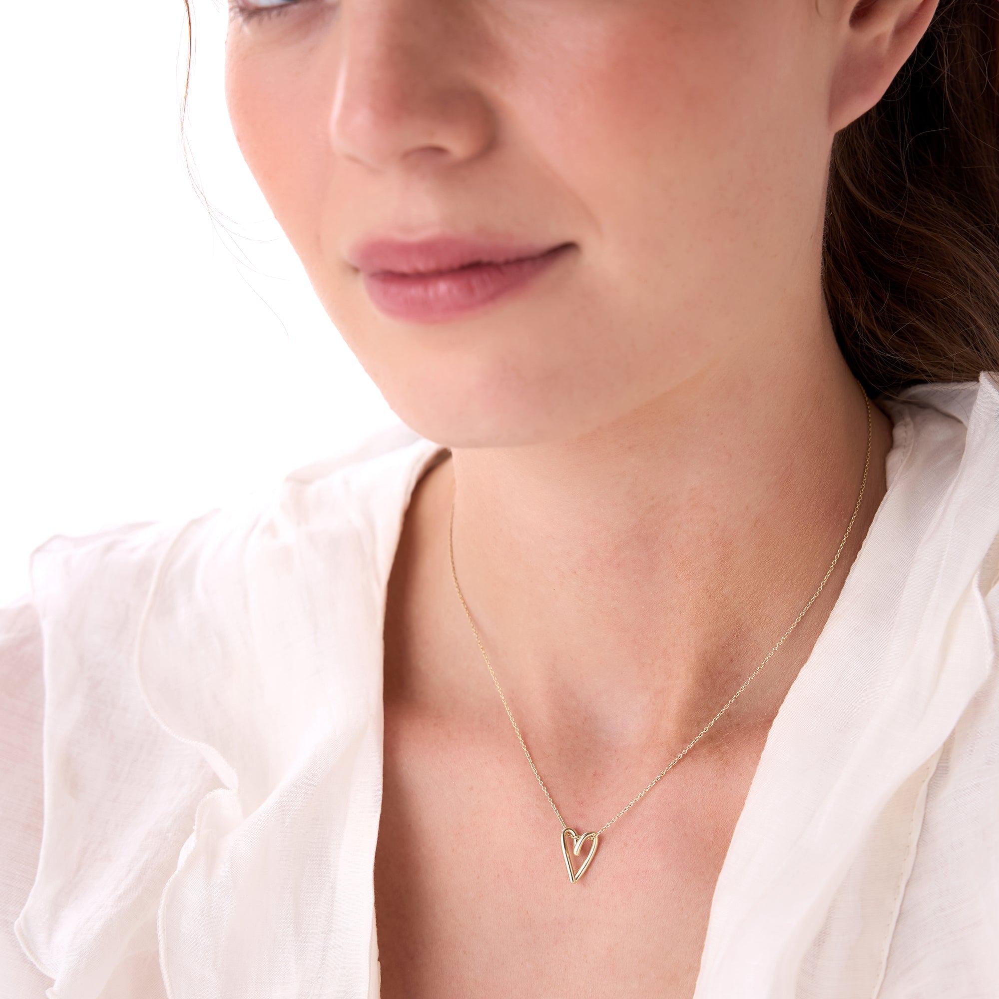 OBFJ0518 - 14K Gold Abstract Open Heart Pendant Necklace 5