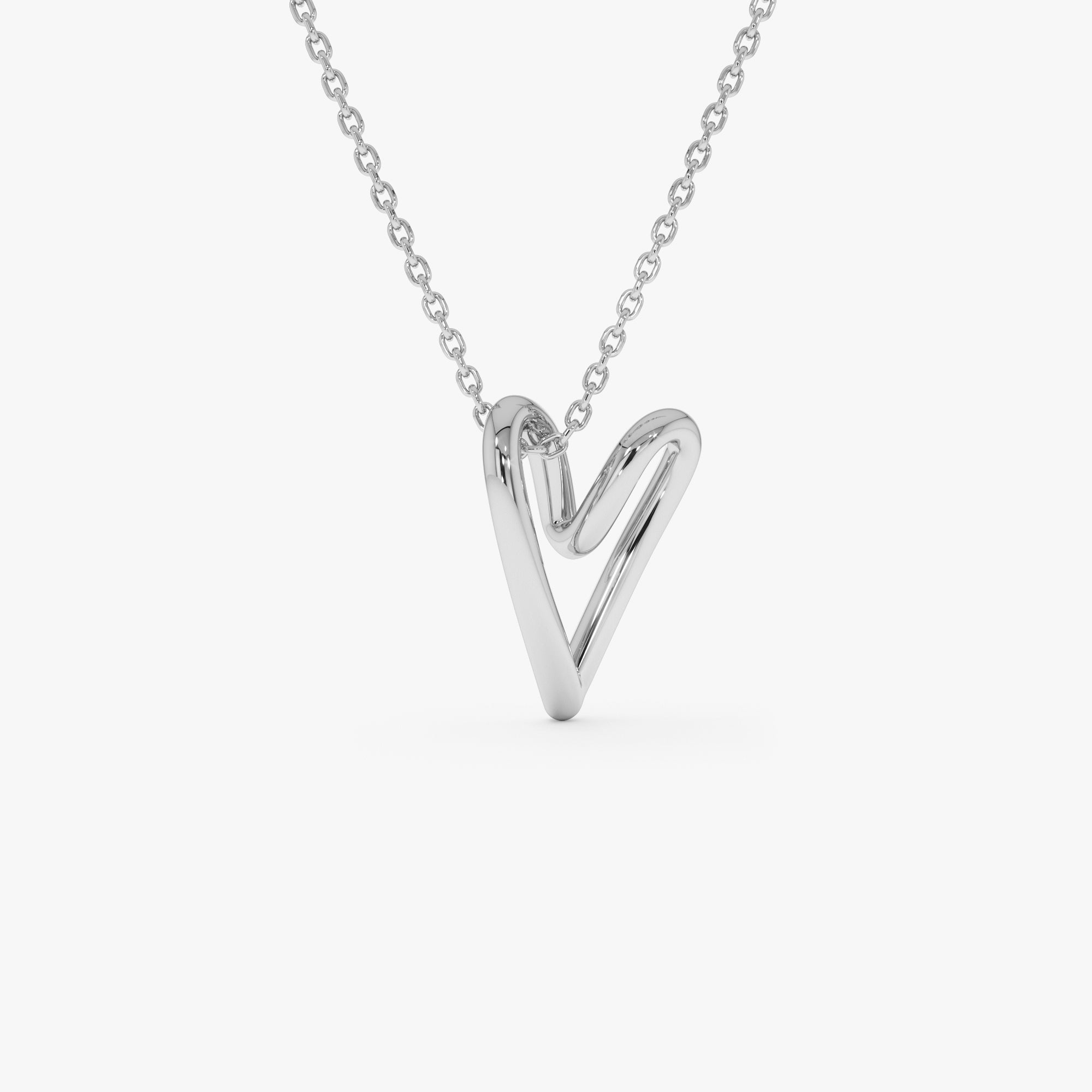 OBFJ0518 - 14K Gold Abstract Open Heart Pendant Necklace 7