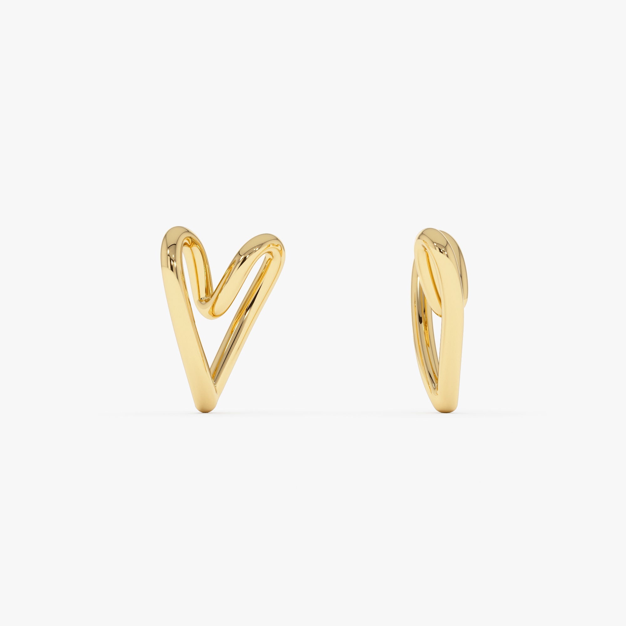 OBFJ0518 - 14K Gold Abstract Open Heart Pendant Necklace 8