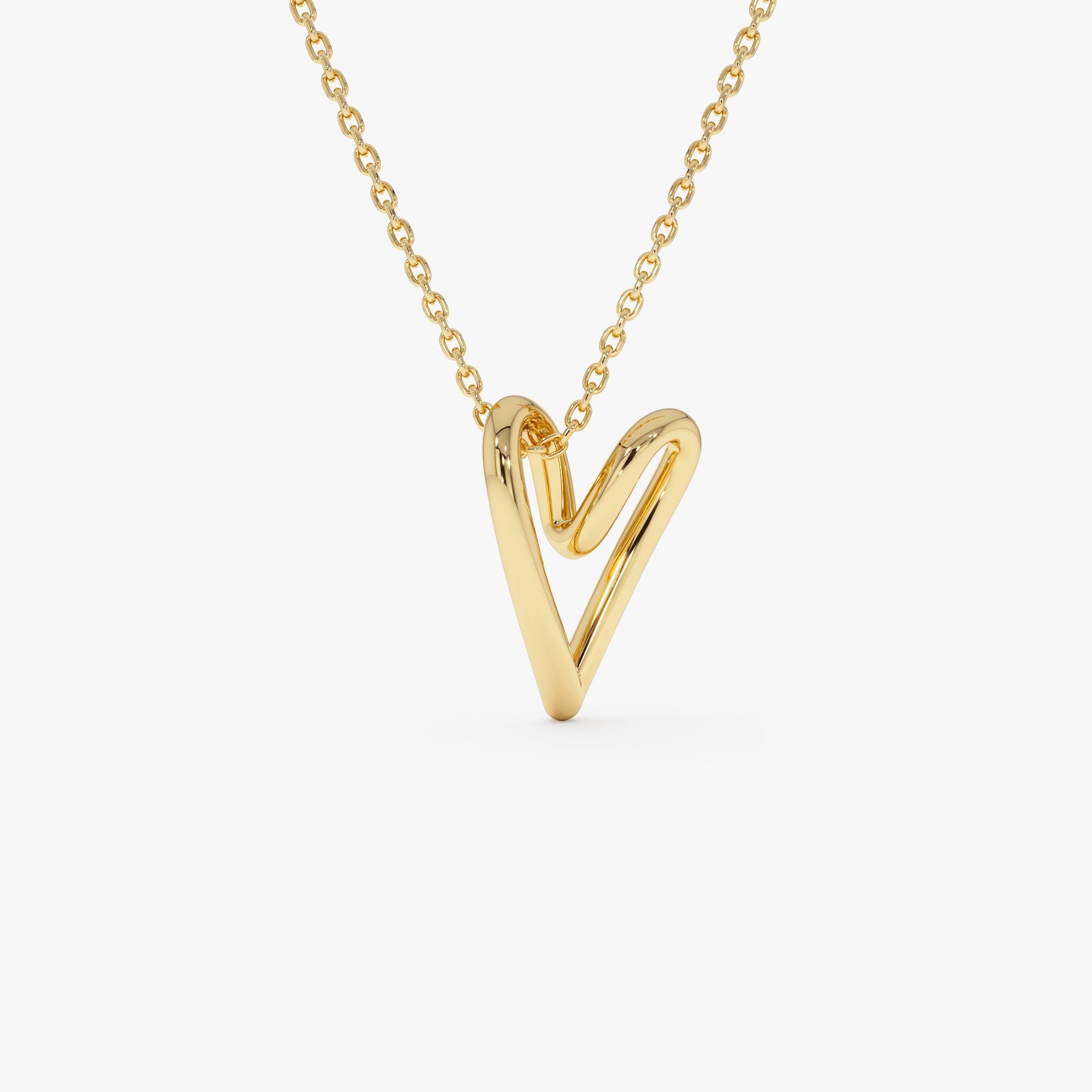 OBFJ0518 - 14K Gold Abstract Open Heart Pendant Necklace 1