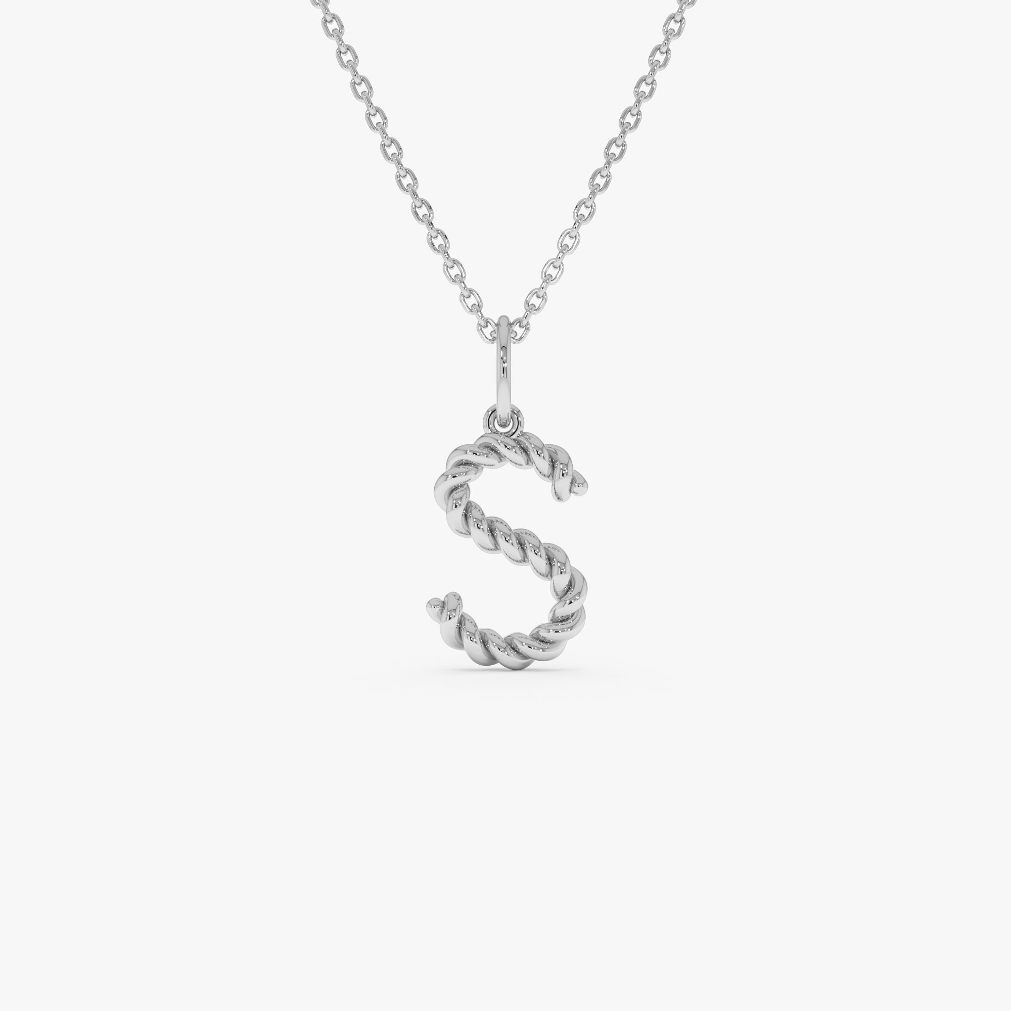 OBFJ0517 - 14K Rope Initial Pendant Necklace 8