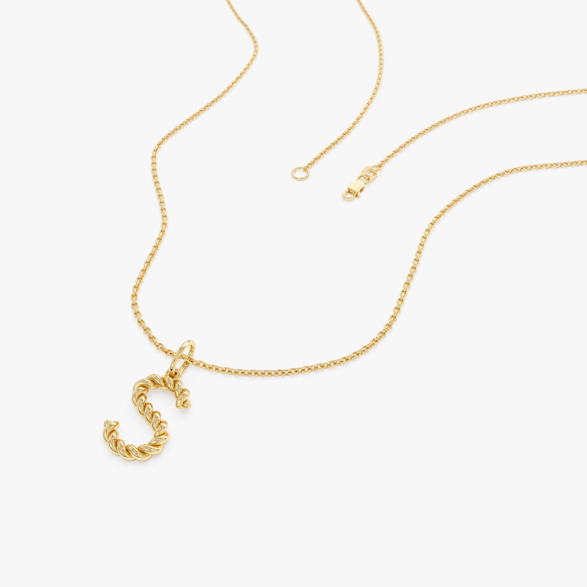 OBFJ0517 - 14K Rope Initial Pendant Necklace 9