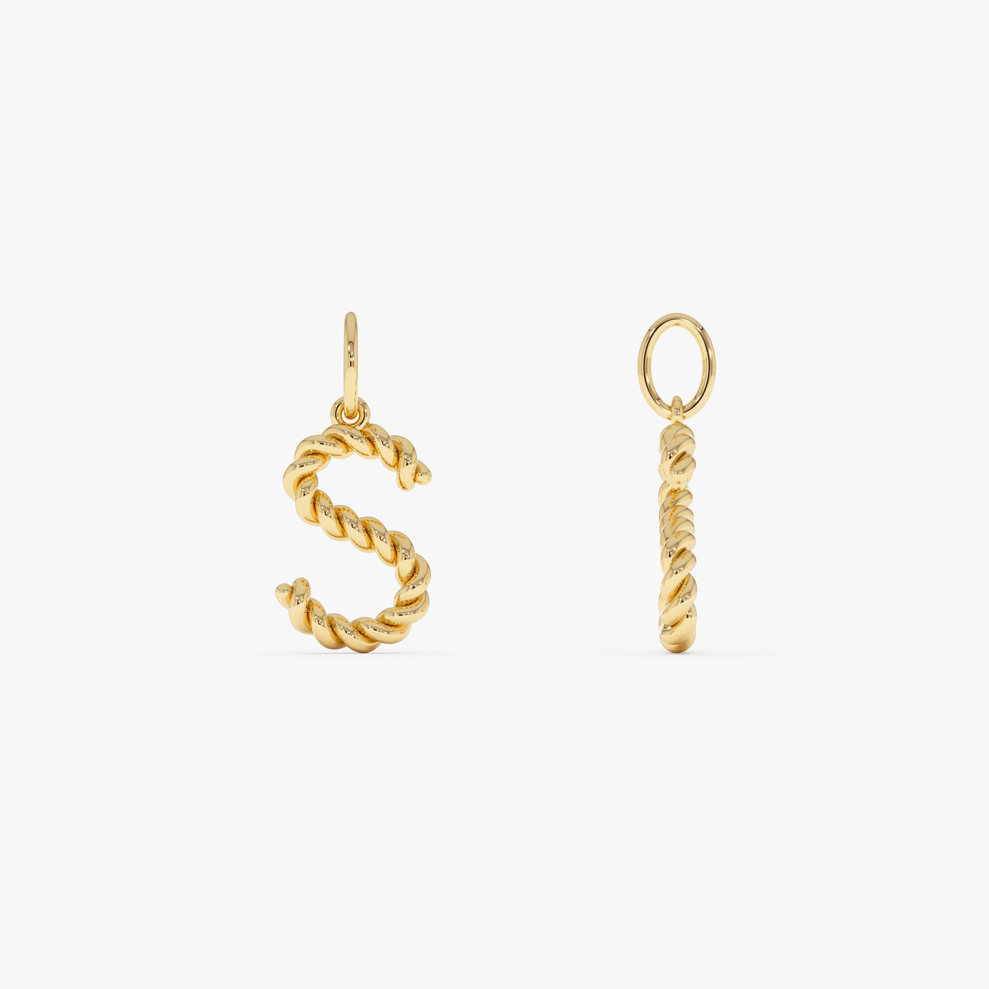 OBFJ0517 - 14K Rope Initial Pendant Necklace 10