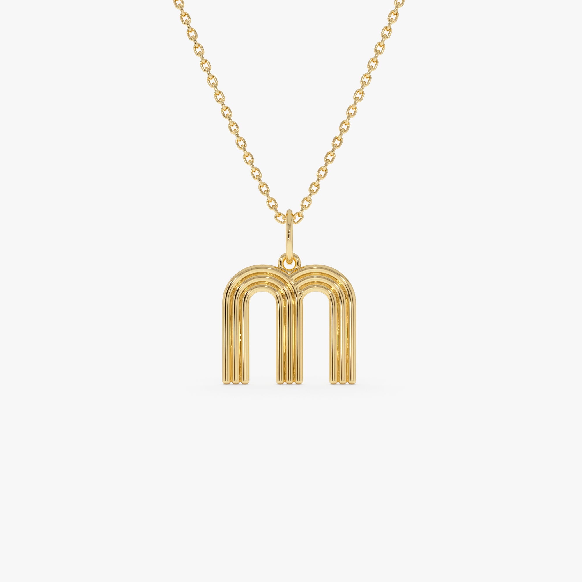 OBFJ0511 - 14K Triple Line Initial Necklace 1