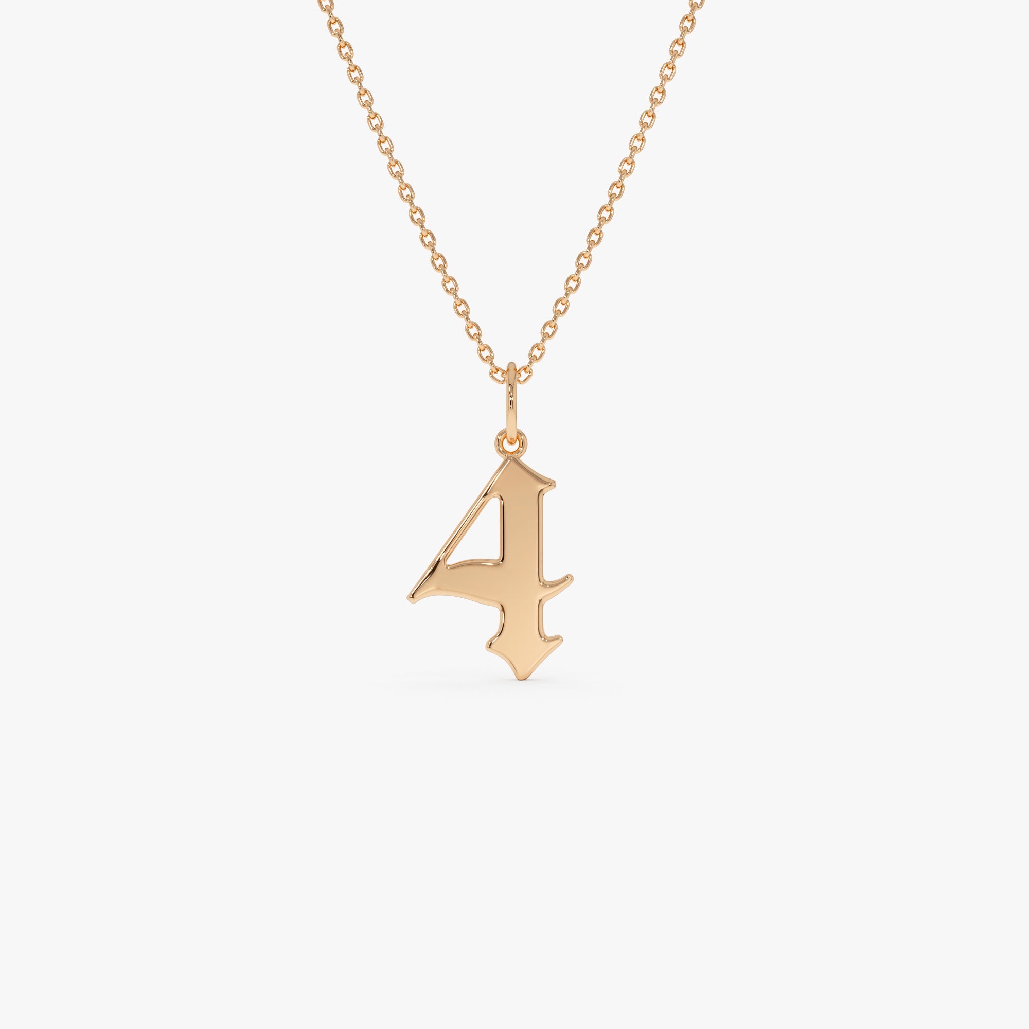 OBFJ0505 - 14K Gothic Number Pendant Necklace 5