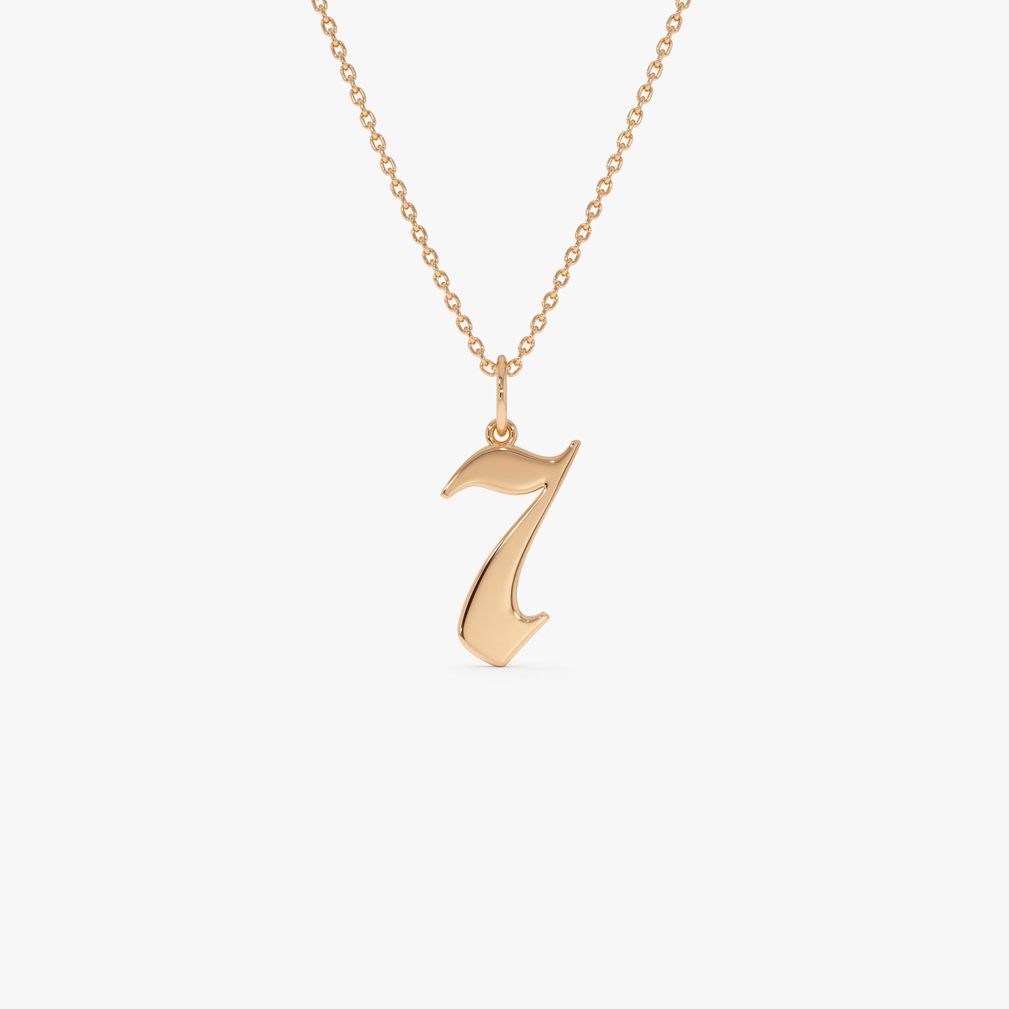 OBFJ0505 - 14K Gothic Number Pendant Necklace 8
