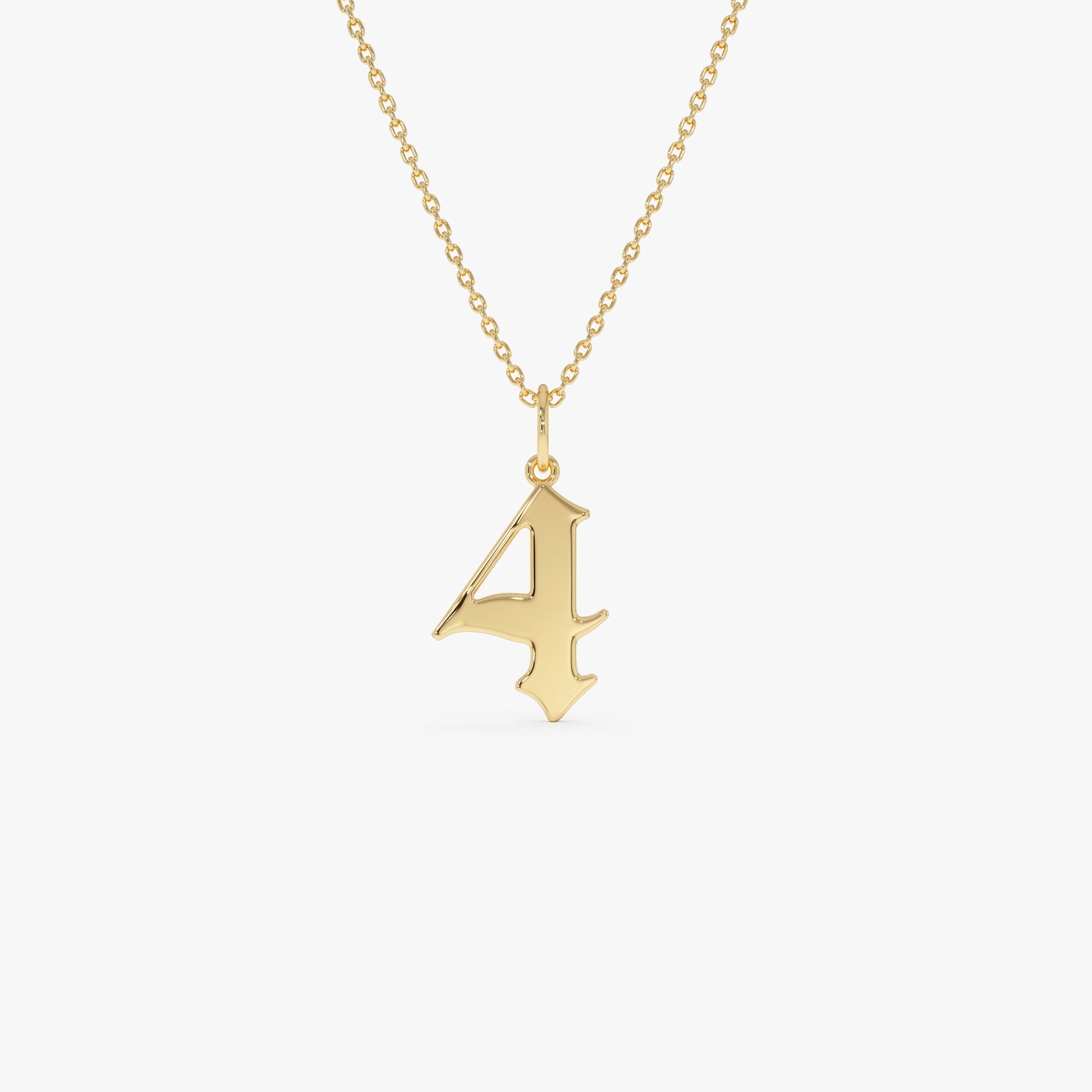 OBFJ0505 - 14K Gothic Number Pendant Necklace 9