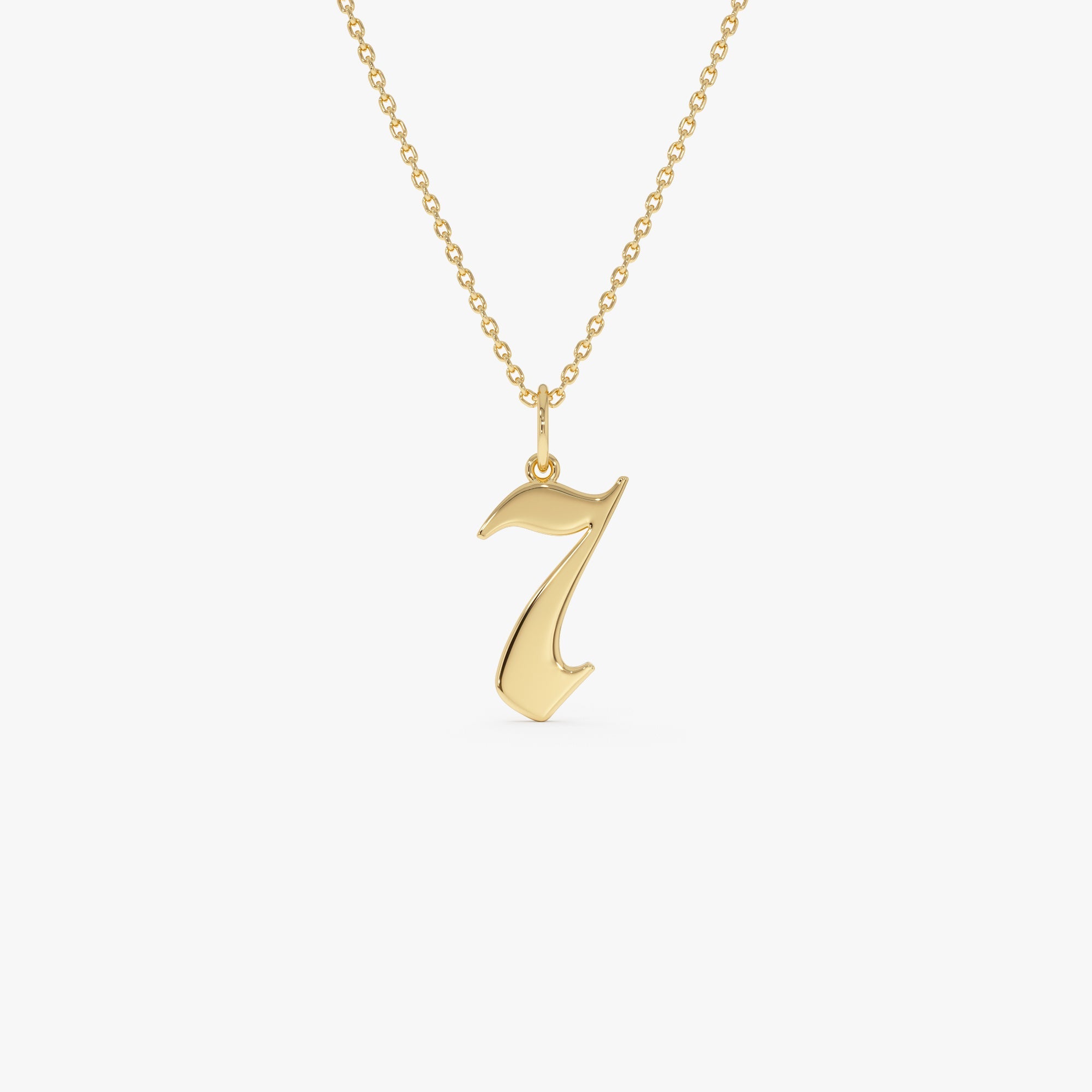 OBFJ0505 - 14K Gothic Number Pendant Necklace 1