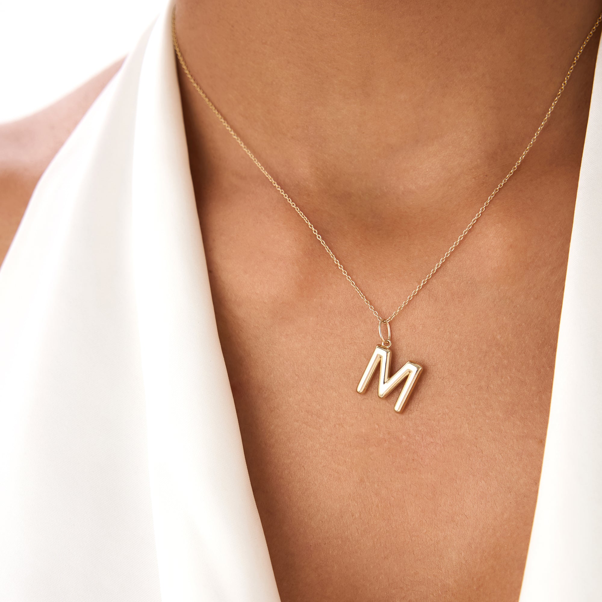 OBFJ0397 - 14K Gold Everyday Initial Charm Necklace 5
