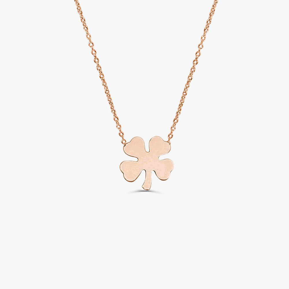 OBFJ1606 - 14K Four Leaf Clover Charm Necklace 4