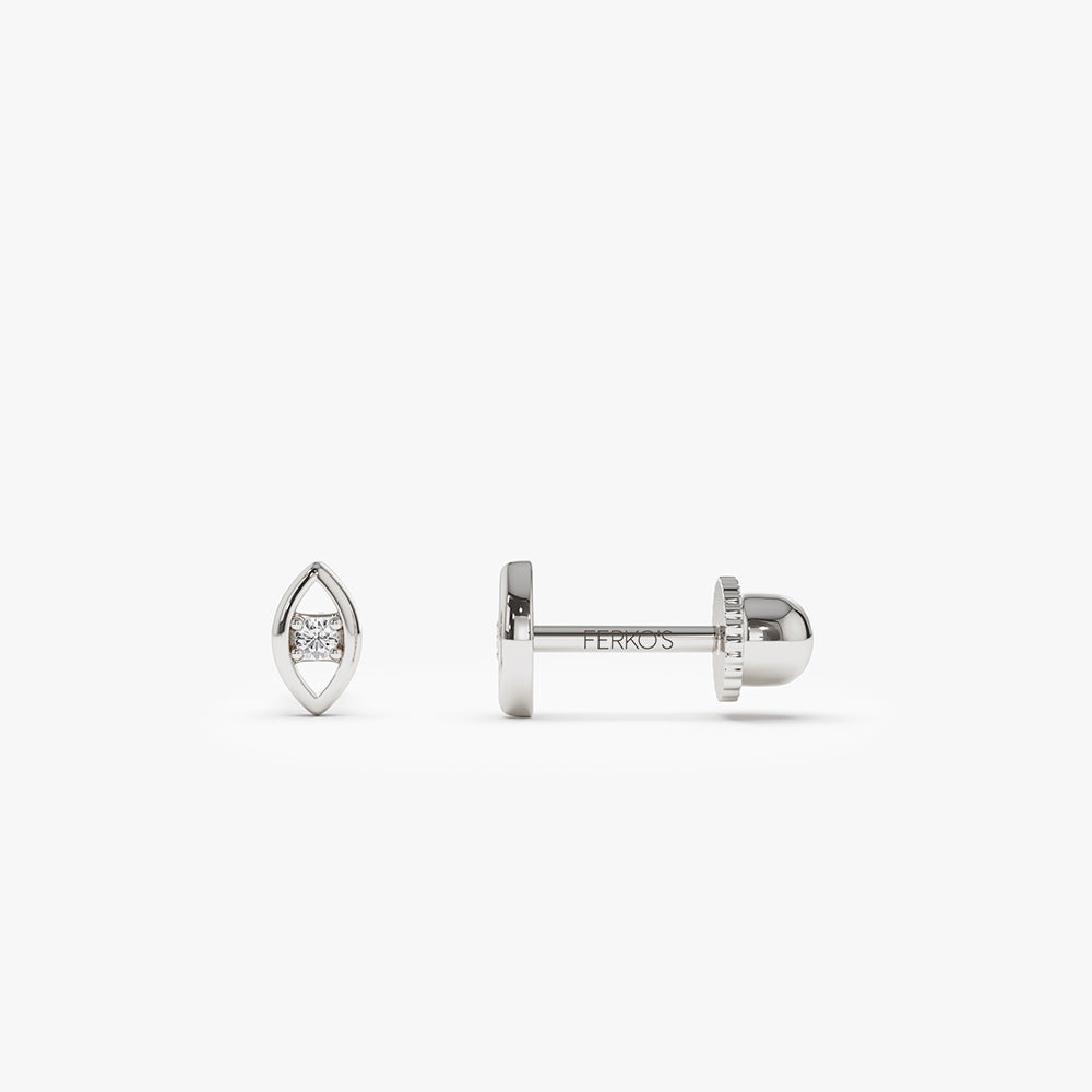 OBFJ2204 - Diamond Evil Eye Helix Piercing earrings in selectable metal and diamond options - Roselle Jewelry view 4